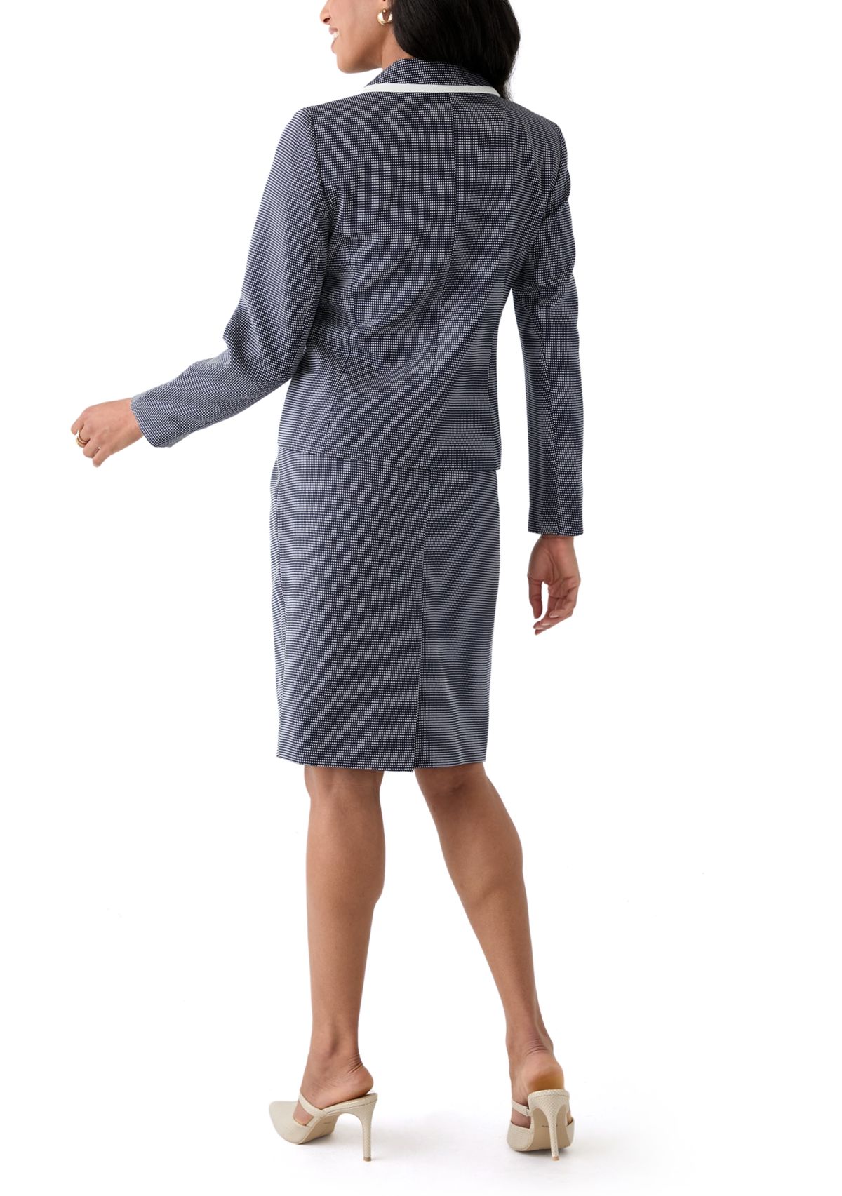 Framed Polka-Dot Skirt Suit