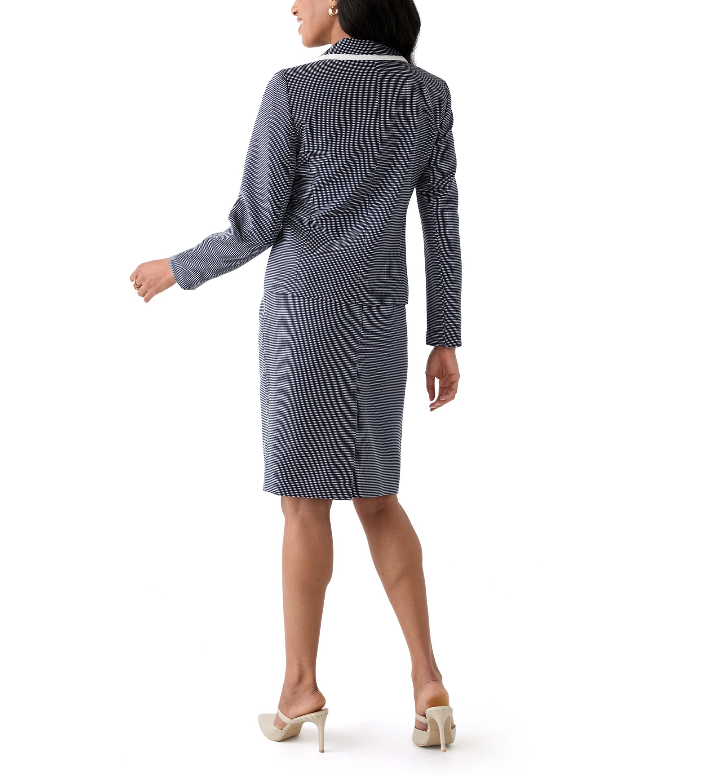 Framed Polka-Dot Skirt Suit
