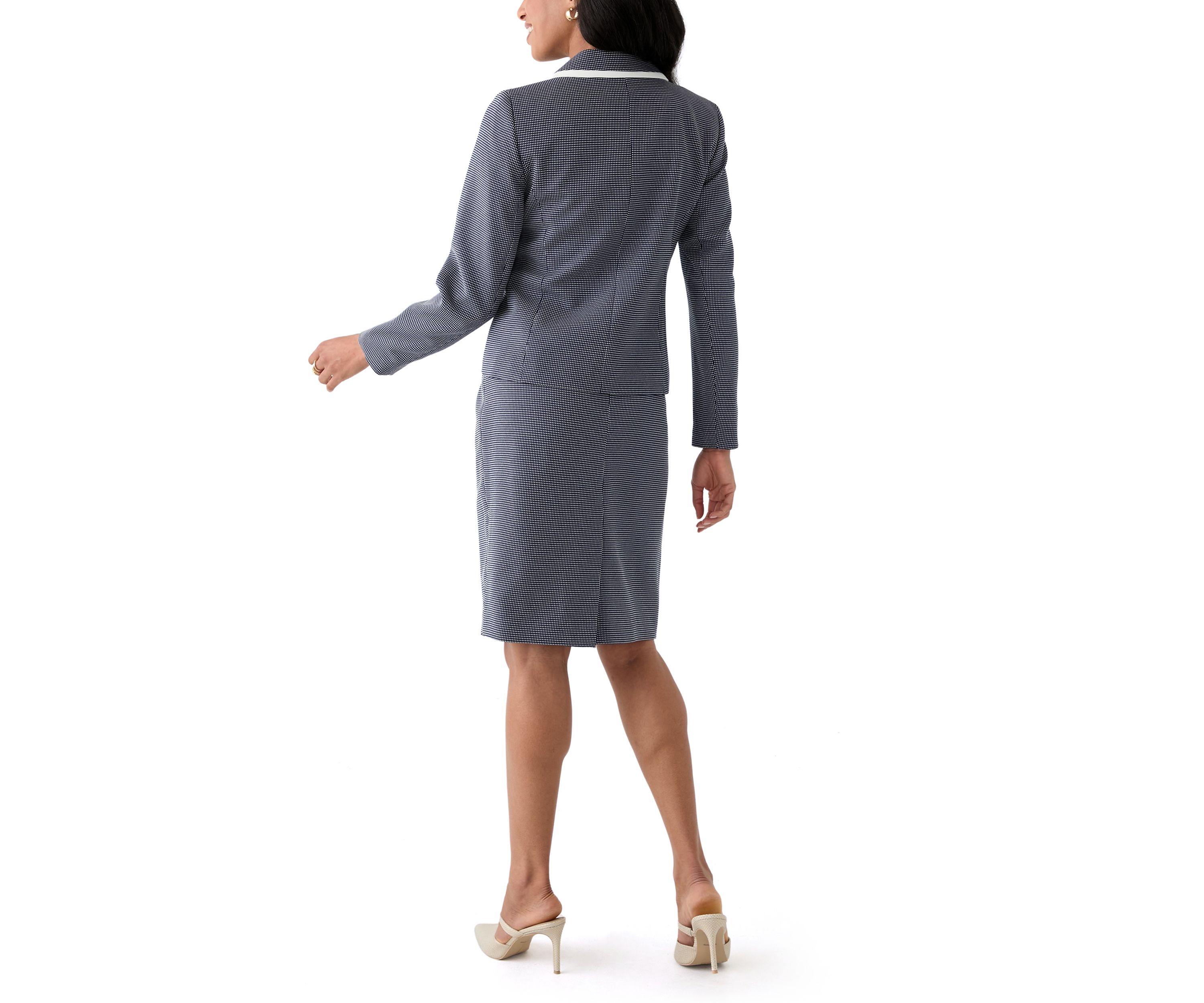 Framed Polka-Dot Skirt Suit