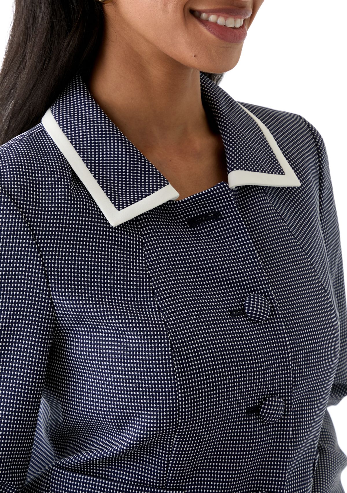 Framed Polka-Dot Skirt Suit