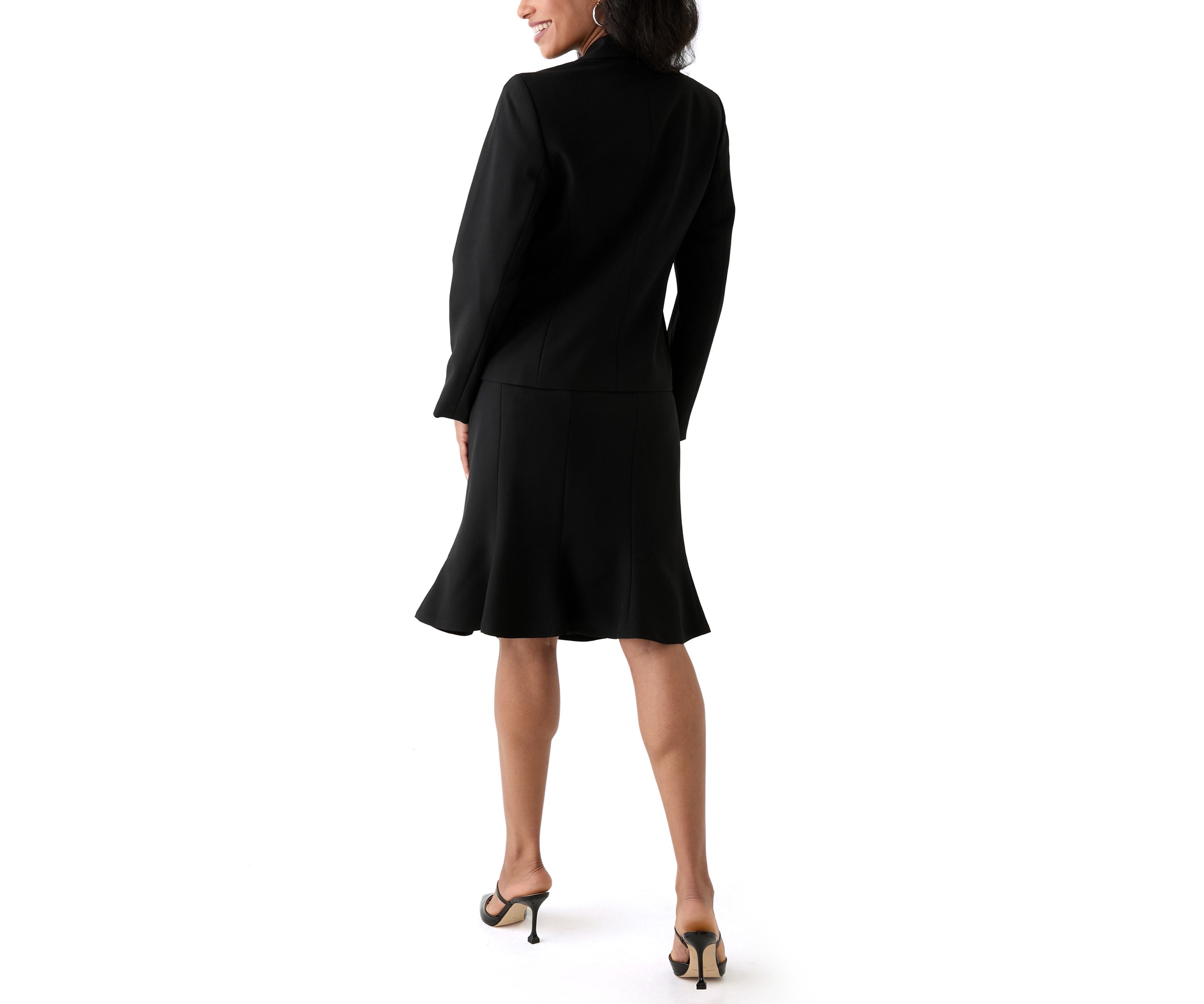 Three-Button Jacket & Flounce Skirt Suit