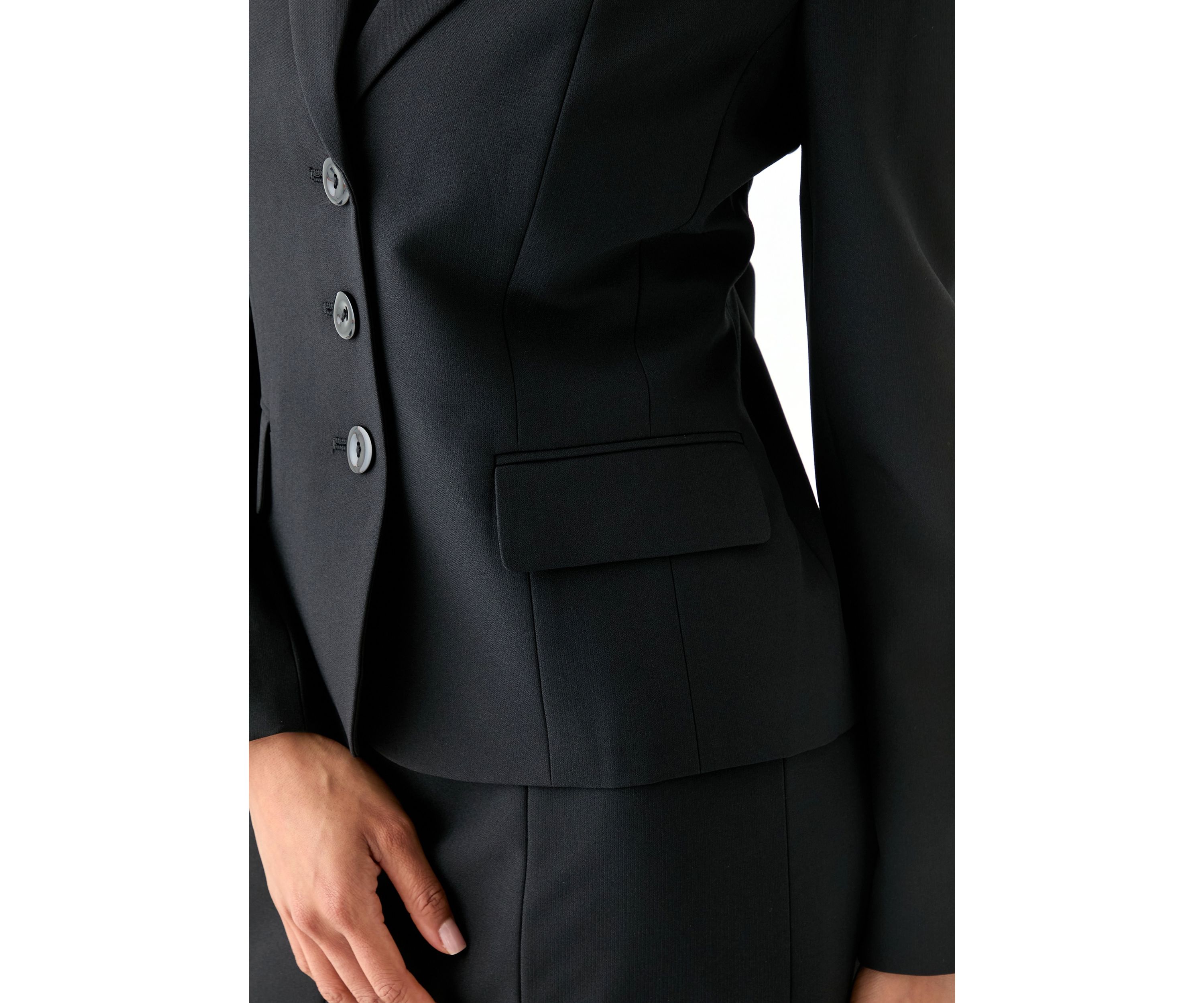 Three-Button Jacket & Flounce Skirt Suit