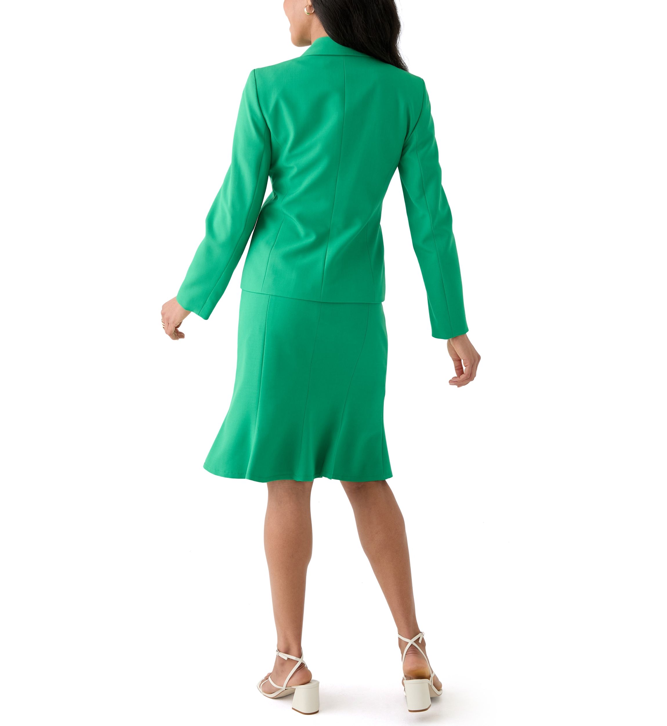 Three-Button Jacket & Flounce Skirt Suit