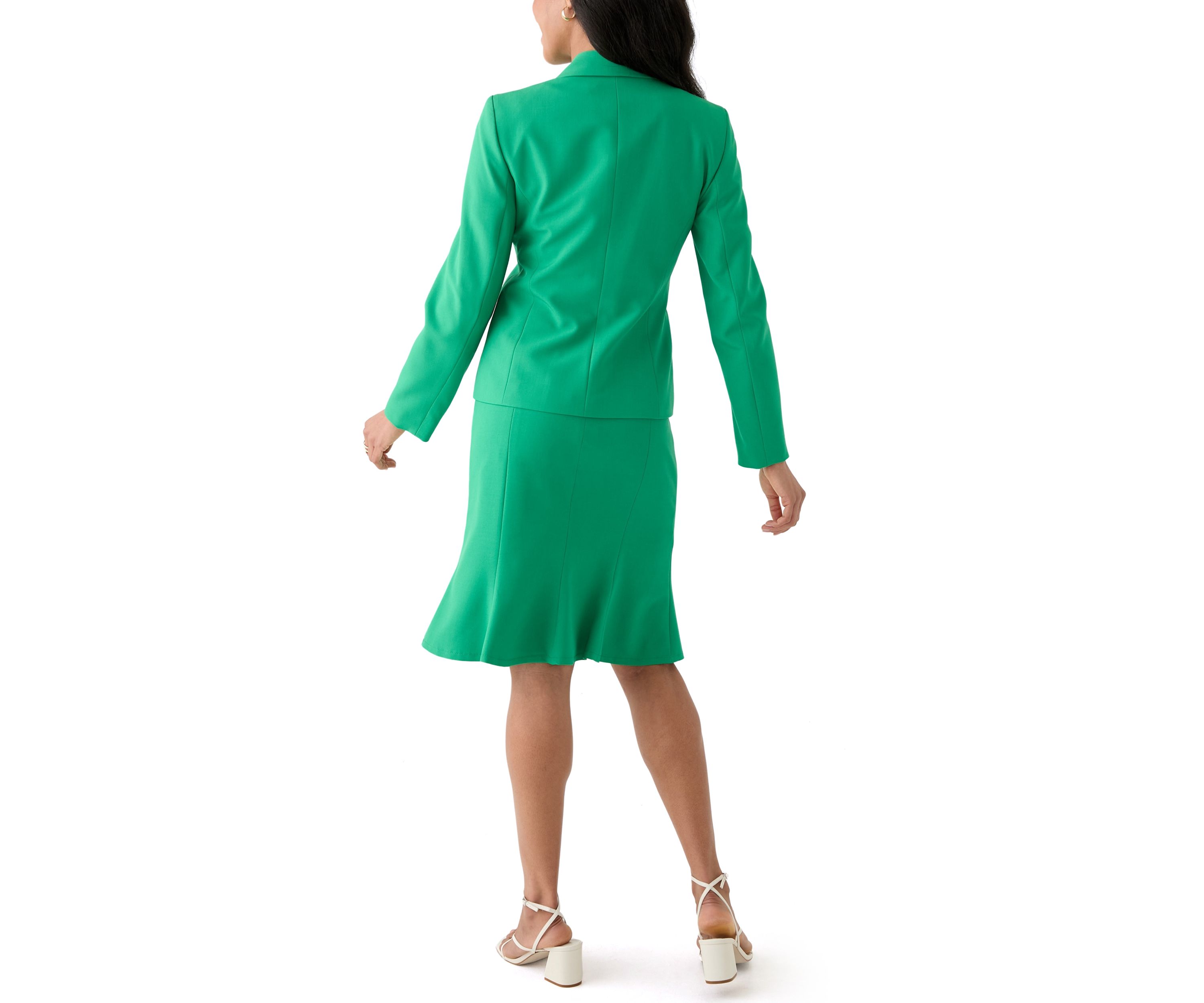 Three-Button Jacket & Flounce Skirt Suit