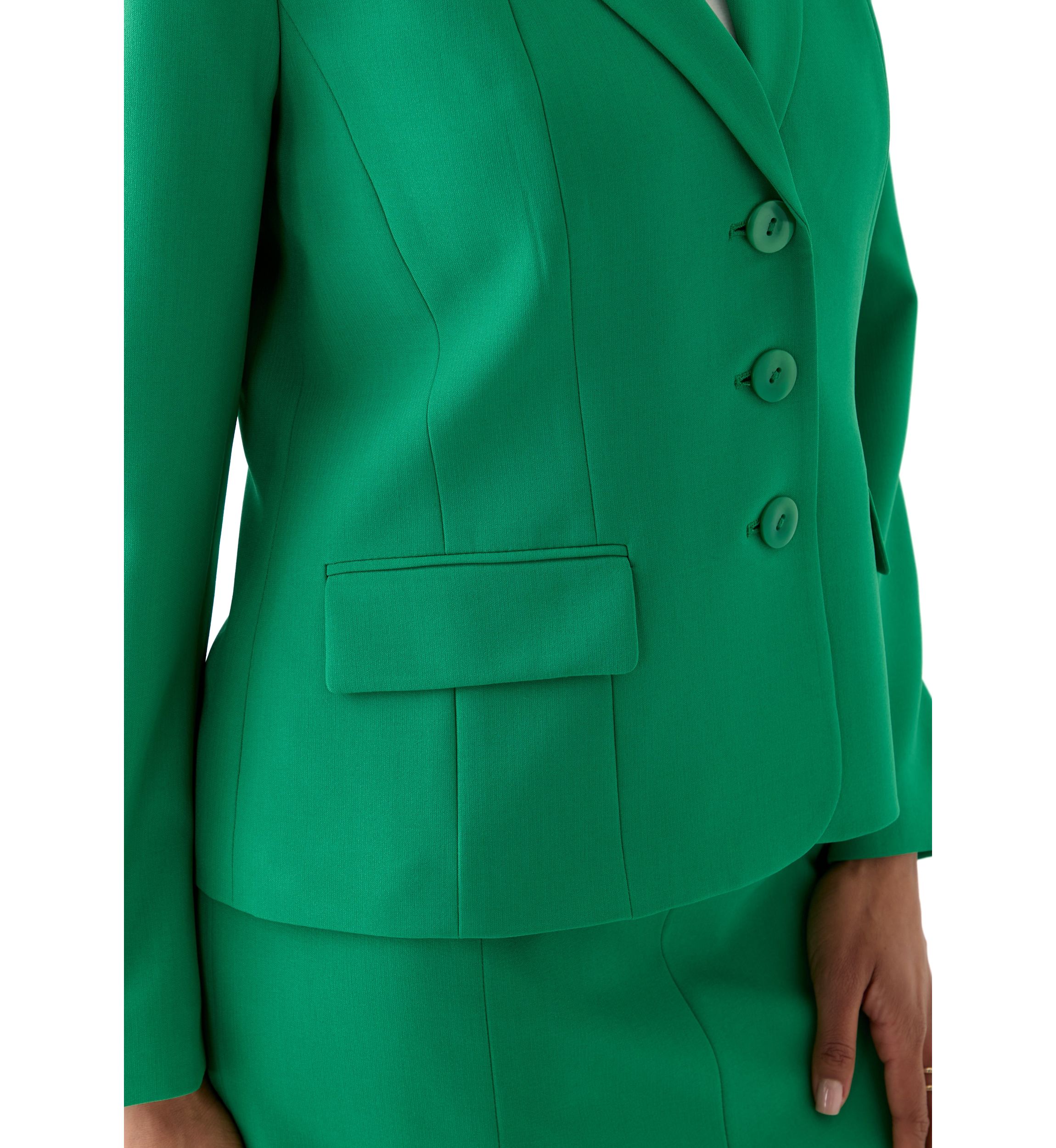 Three-Button Jacket & Flounce Skirt Suit