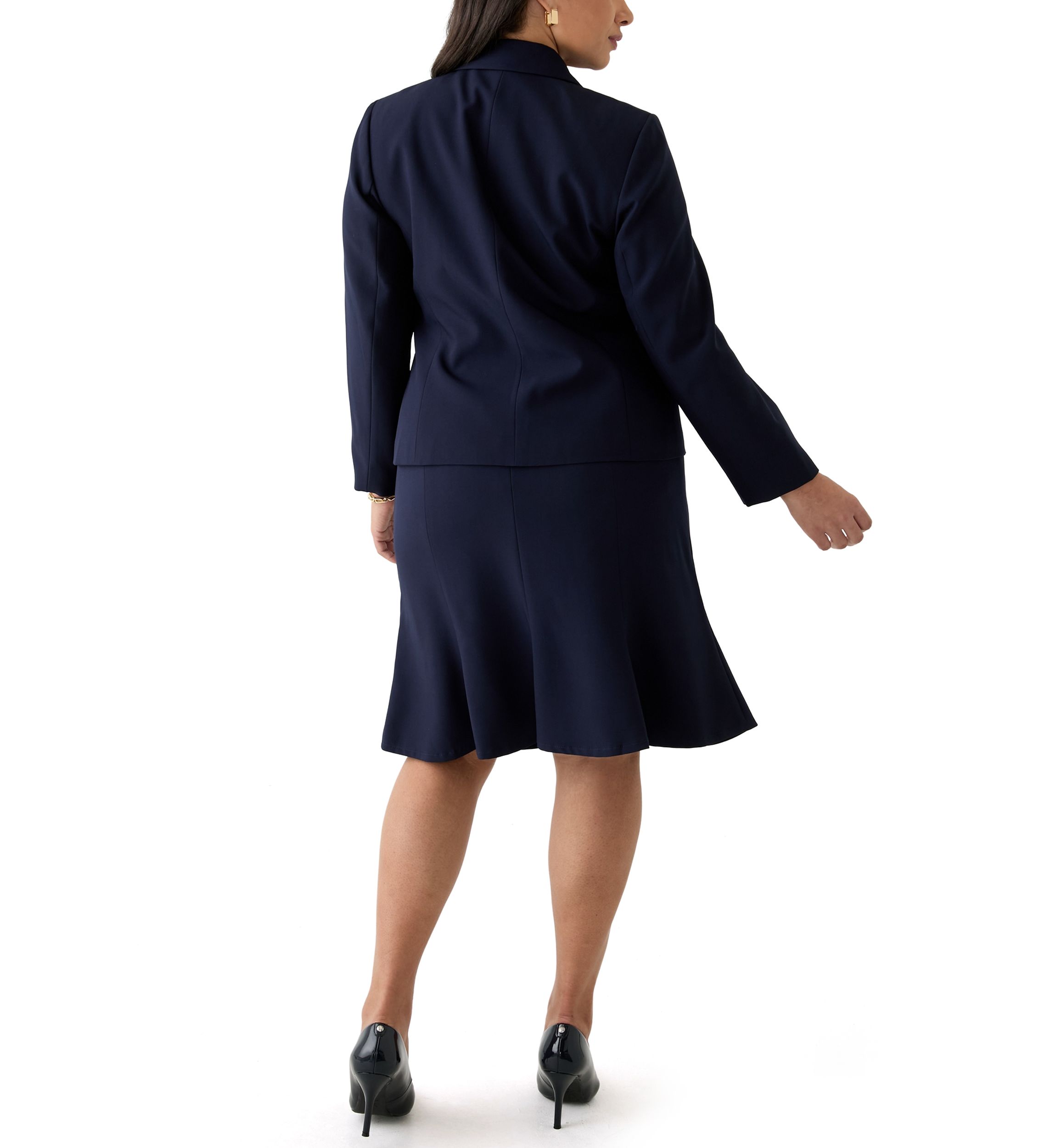 Three-Button Jacket & Flounce Skirt Suit