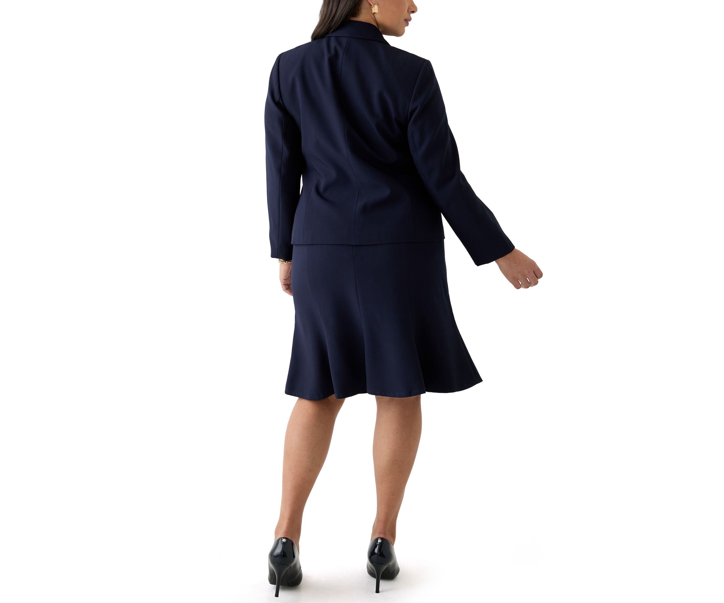 Three-Button Jacket & Flounce Skirt Suit