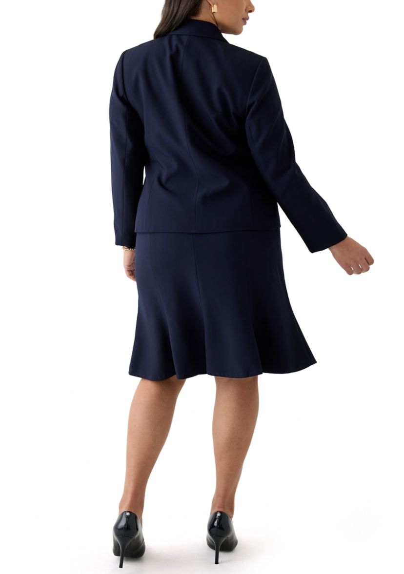 Three-Button Jacket & Flounce Skirt Suit