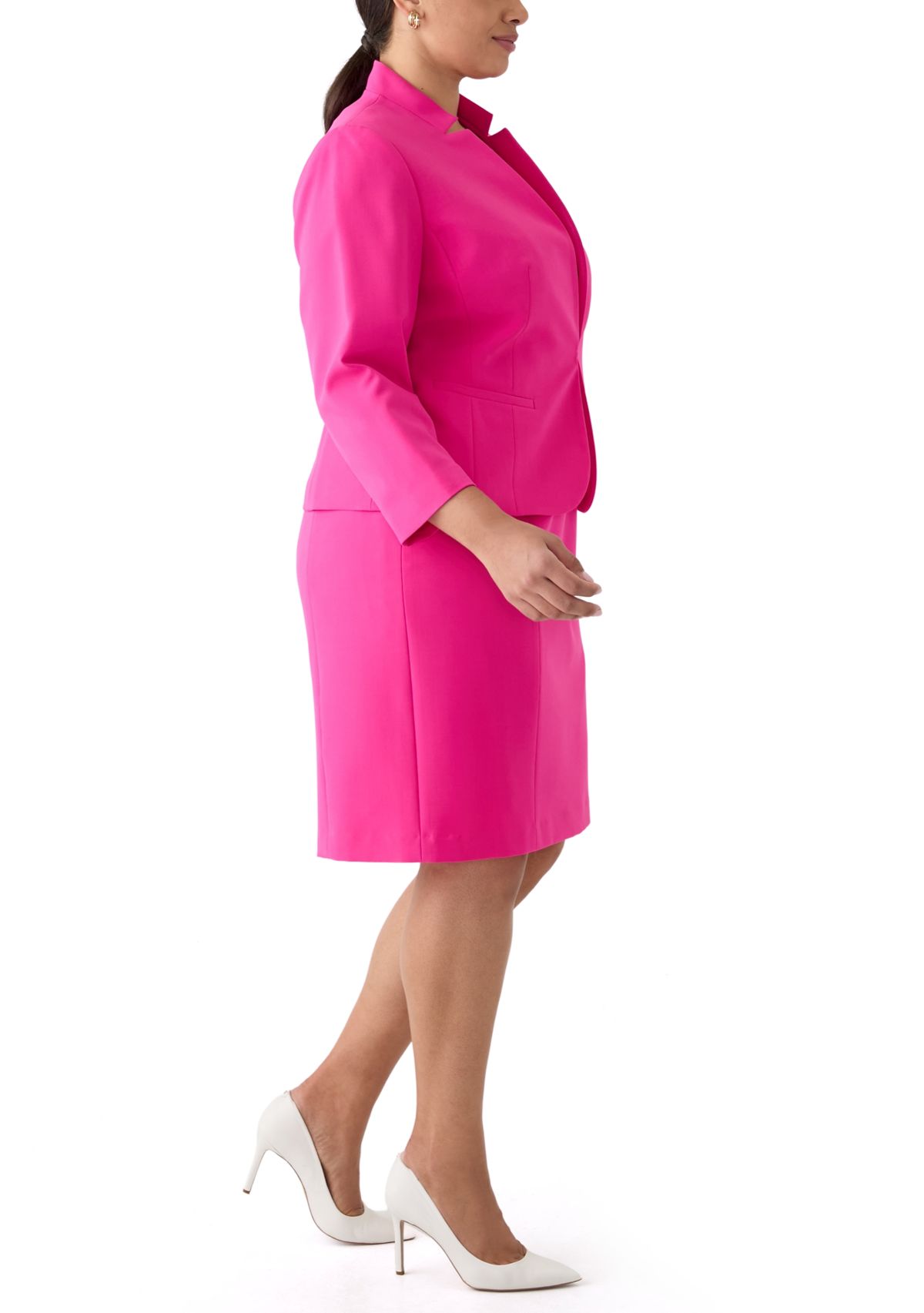 Plus Size Cutout Kissing Jacket & Sheath Dress Suit