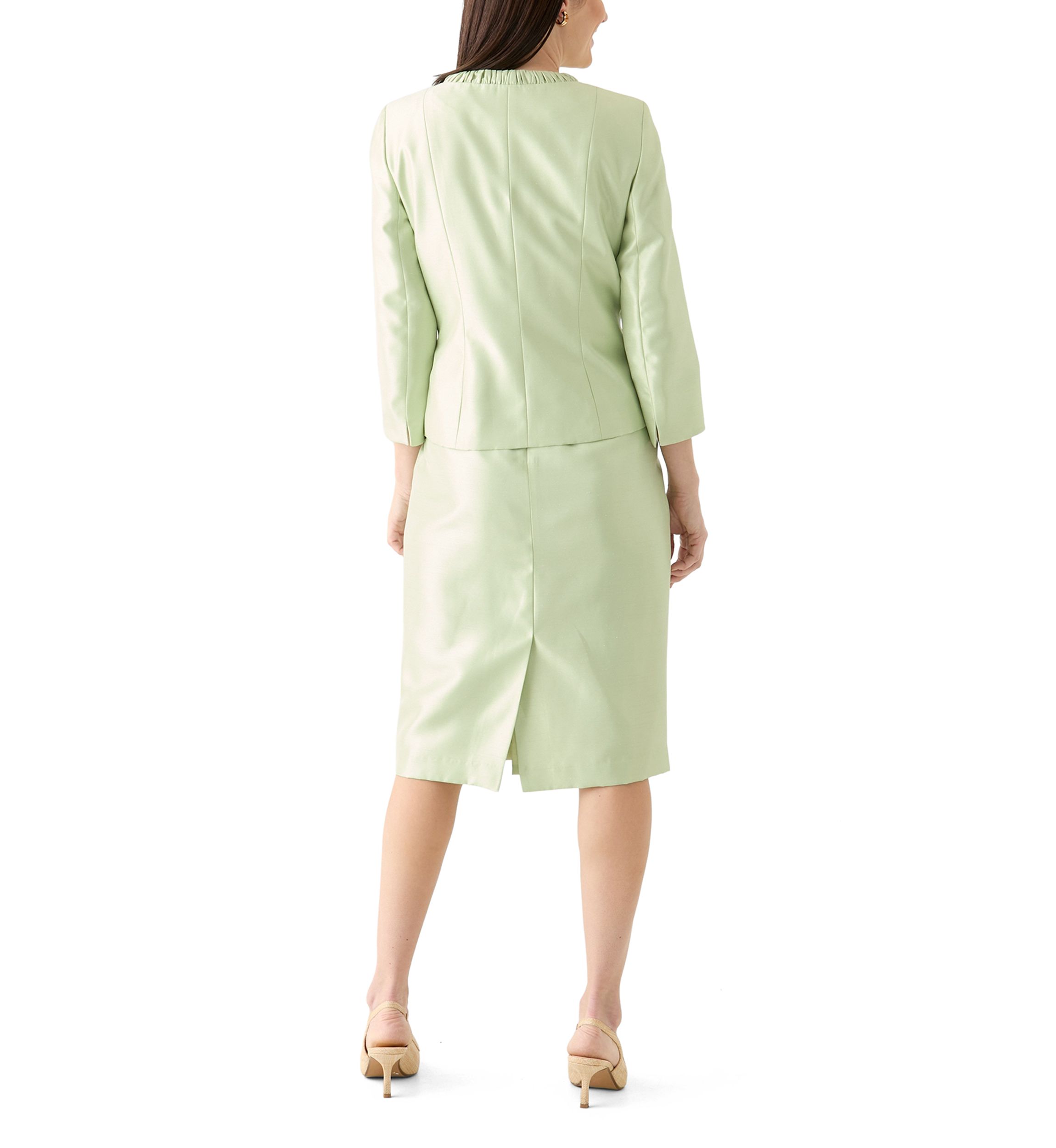 SHANTUNG 3 BTTN JCKT & SKIMMER SKIRT