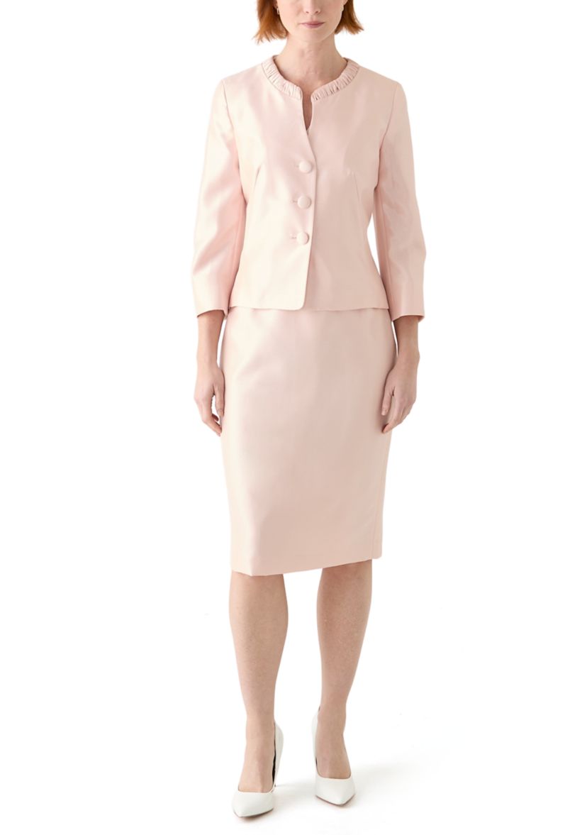 SHANTUNG 3 BTTN JCKT & SKIMMER SKIRT