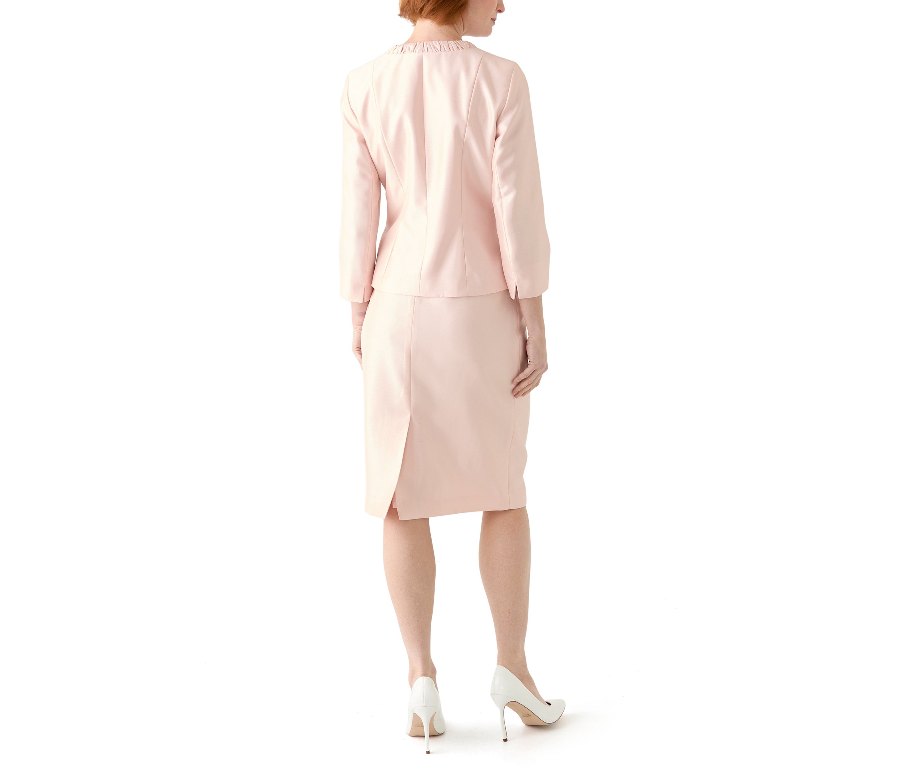 SHANTUNG 3 BTTN JCKT & SKIMMER SKIRT