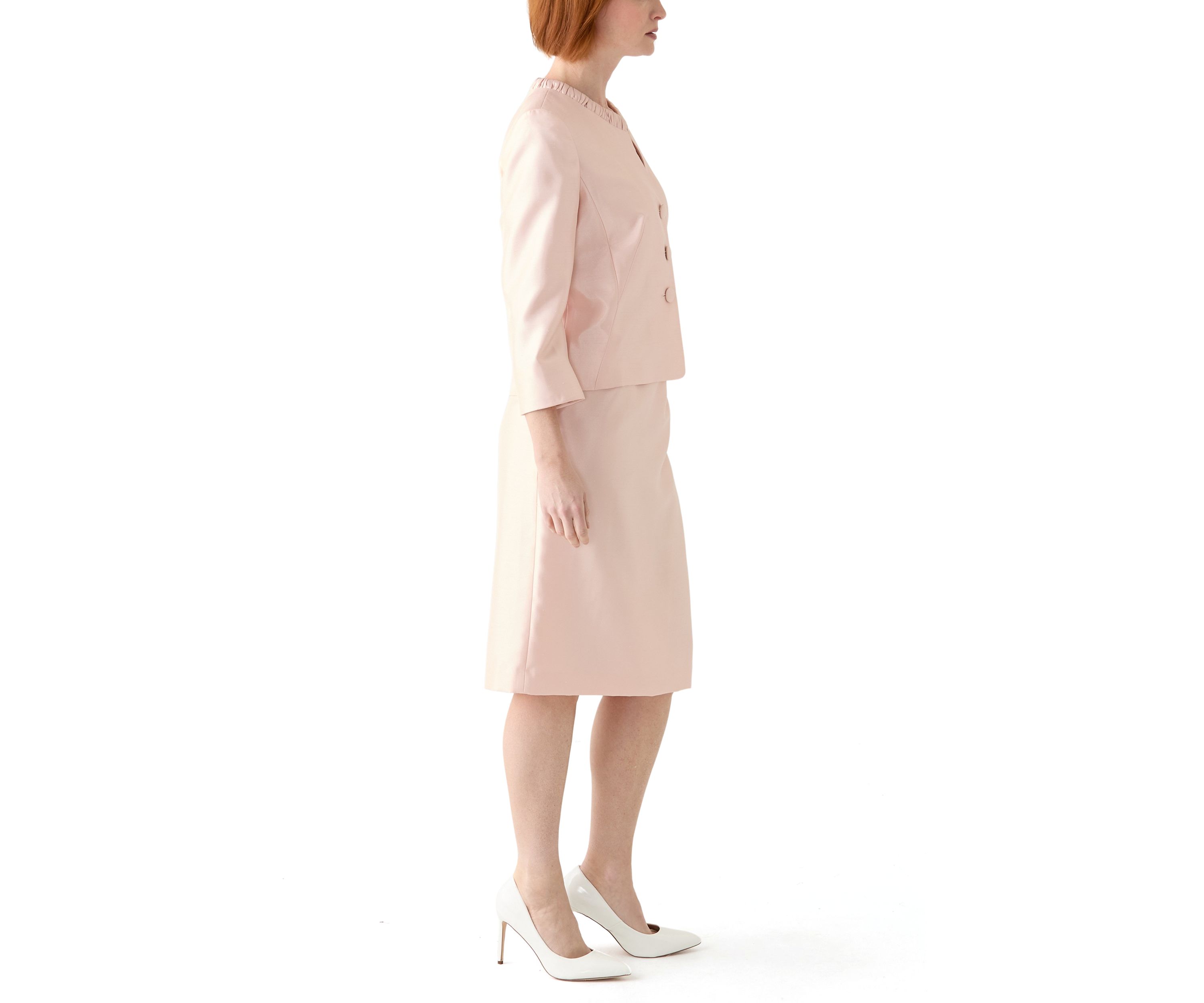 SHANTUNG 3 BTTN JCKT & SKIMMER SKIRT