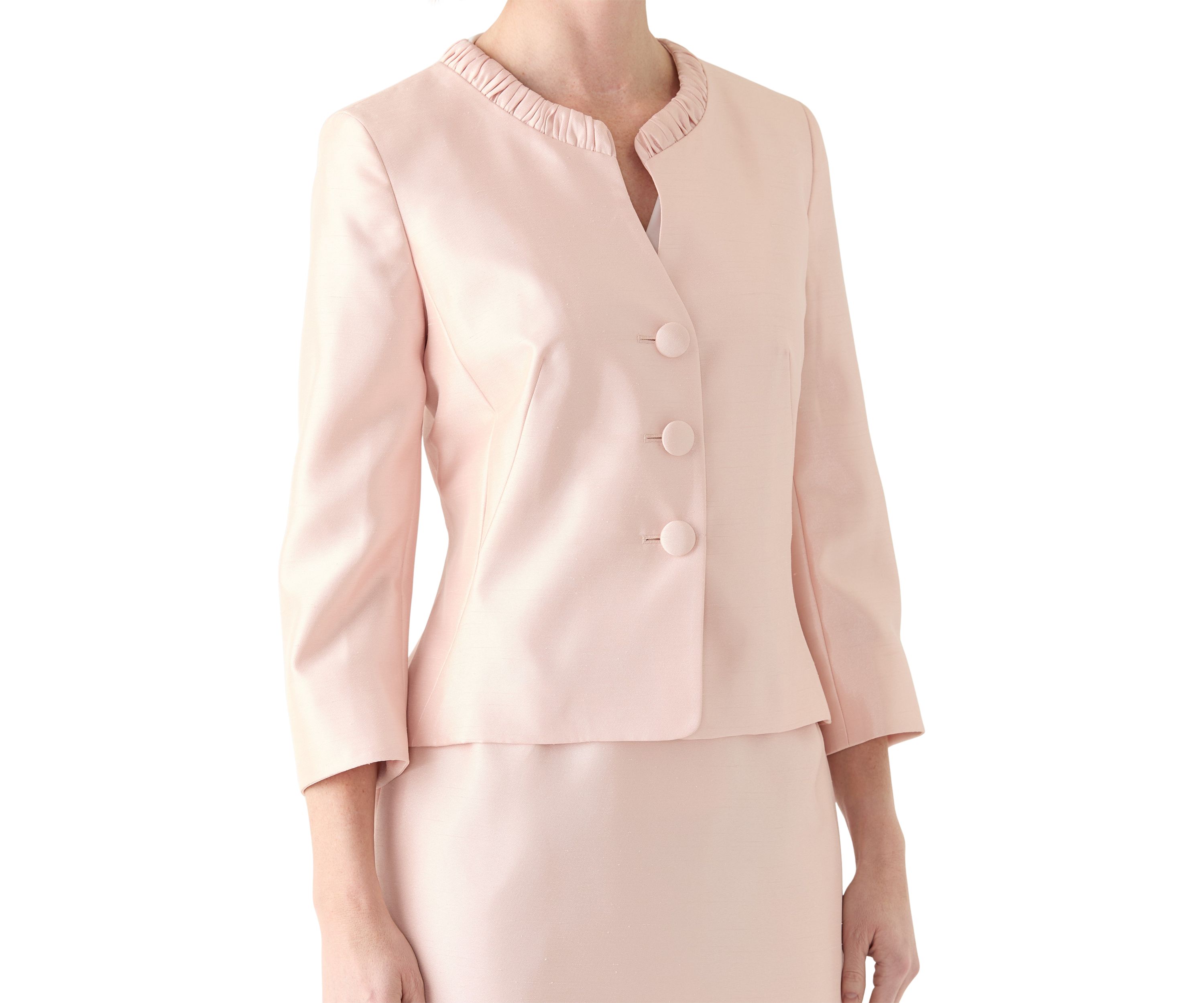 SHANTUNG 3 BTTN JCKT & SKIMMER SKIRT