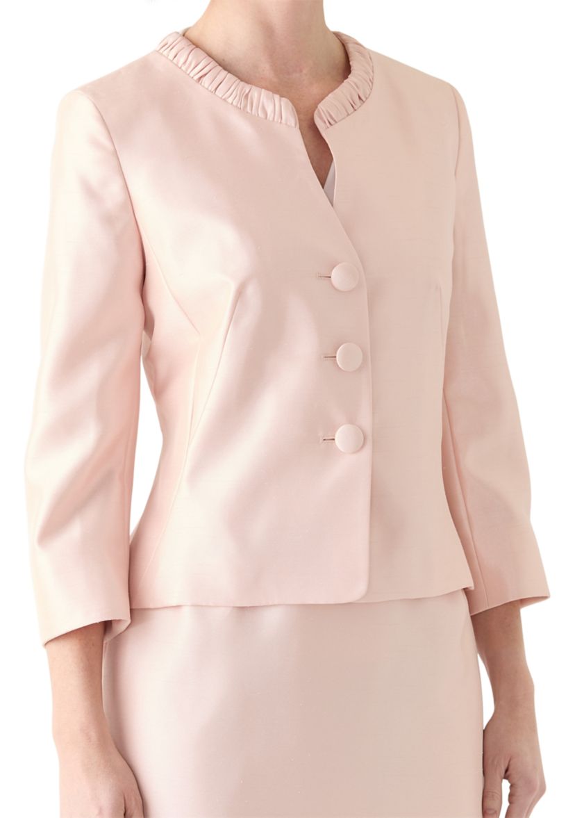 SHANTUNG 3 BTTN JCKT & SKIMMER SKIRT