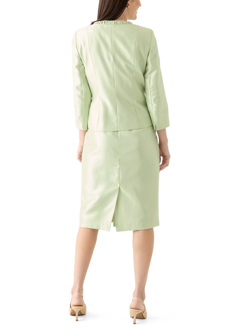 SHANTUNG 3 BTTN JCKT & SKIMMER SKIRT