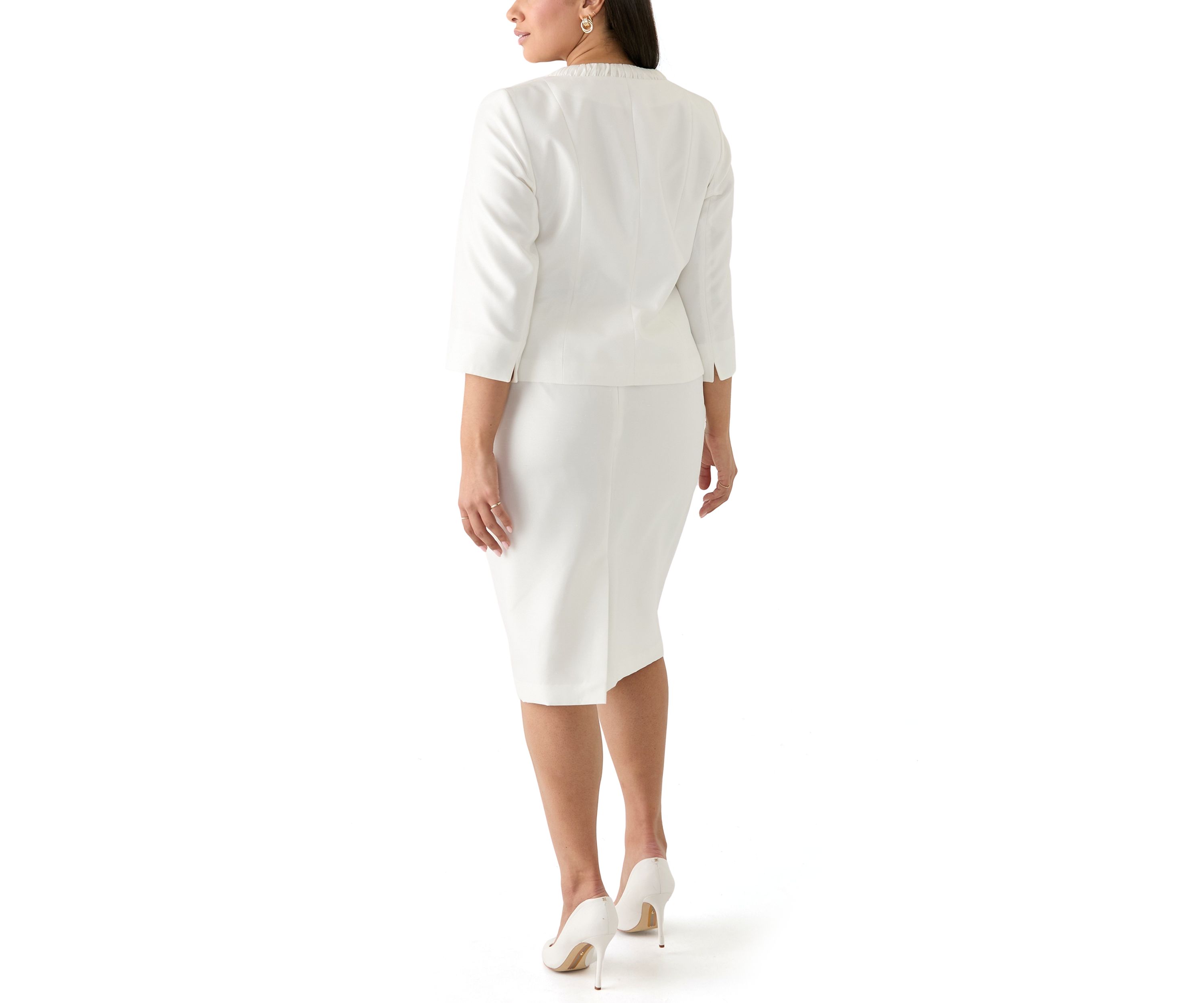 SHANTUNG 3 BTTN JCKT & SKIMMER SKIRT