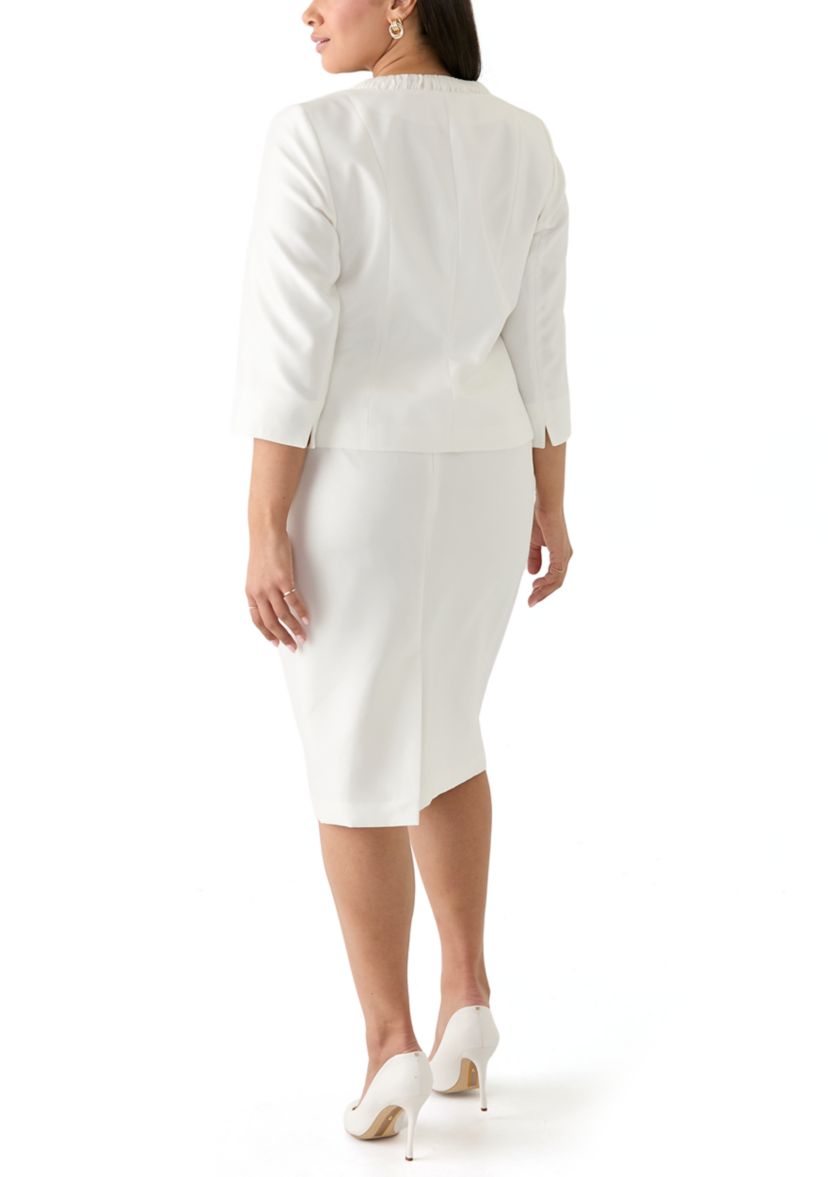 SHANTUNG 3 BTTN JCKT & SKIMMER SKIRT