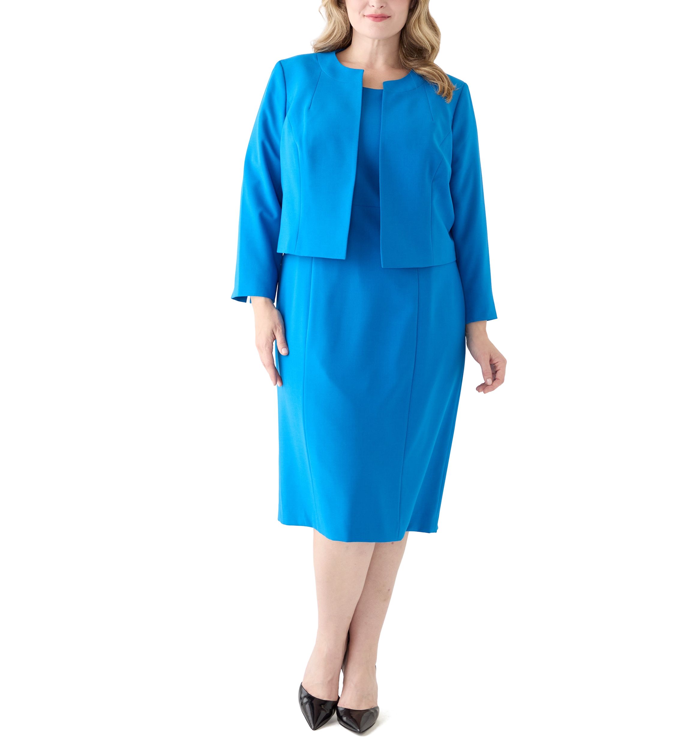 Open Jacket With Slit Sleeves & Empire Seamed Dress
