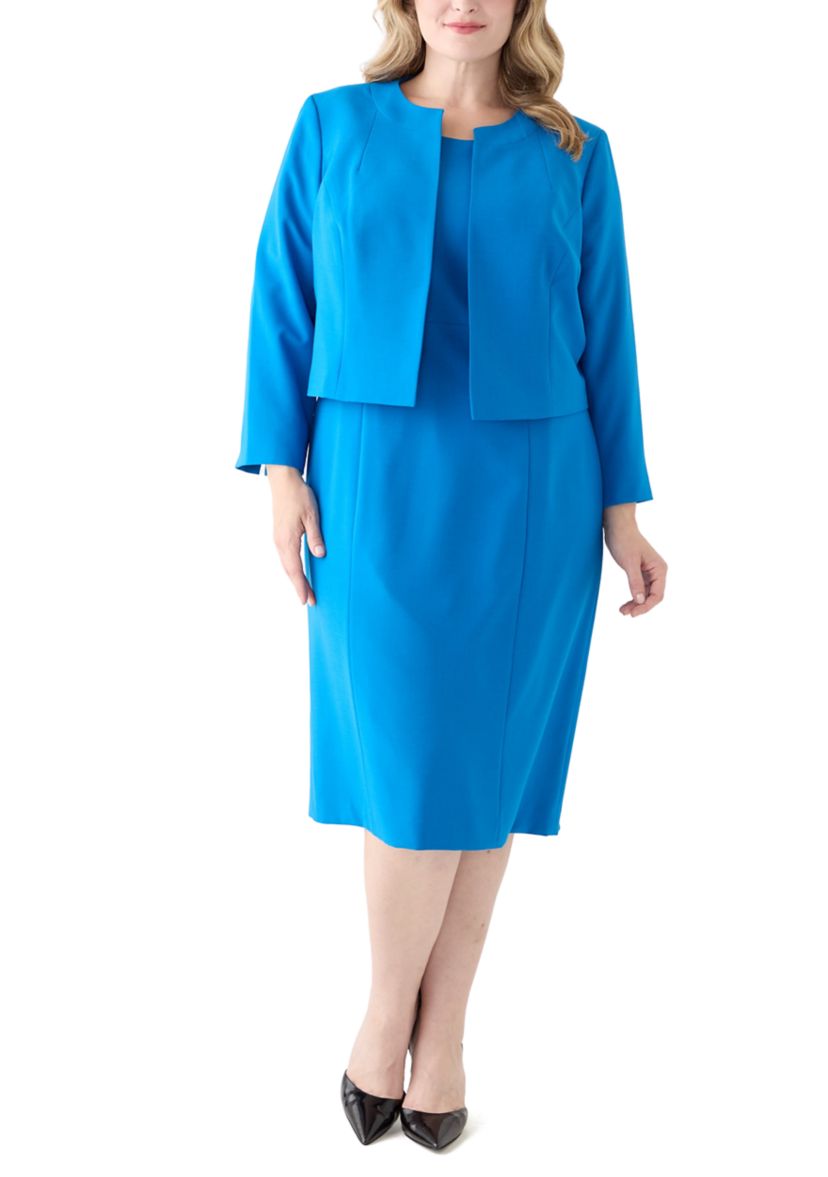 Open Jacket With Slit Sleeves & Empire Seamed Dress