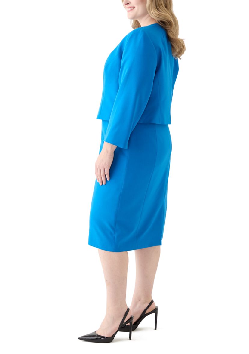 Open Jacket With Slit Sleeves & Empire Seamed Dress
