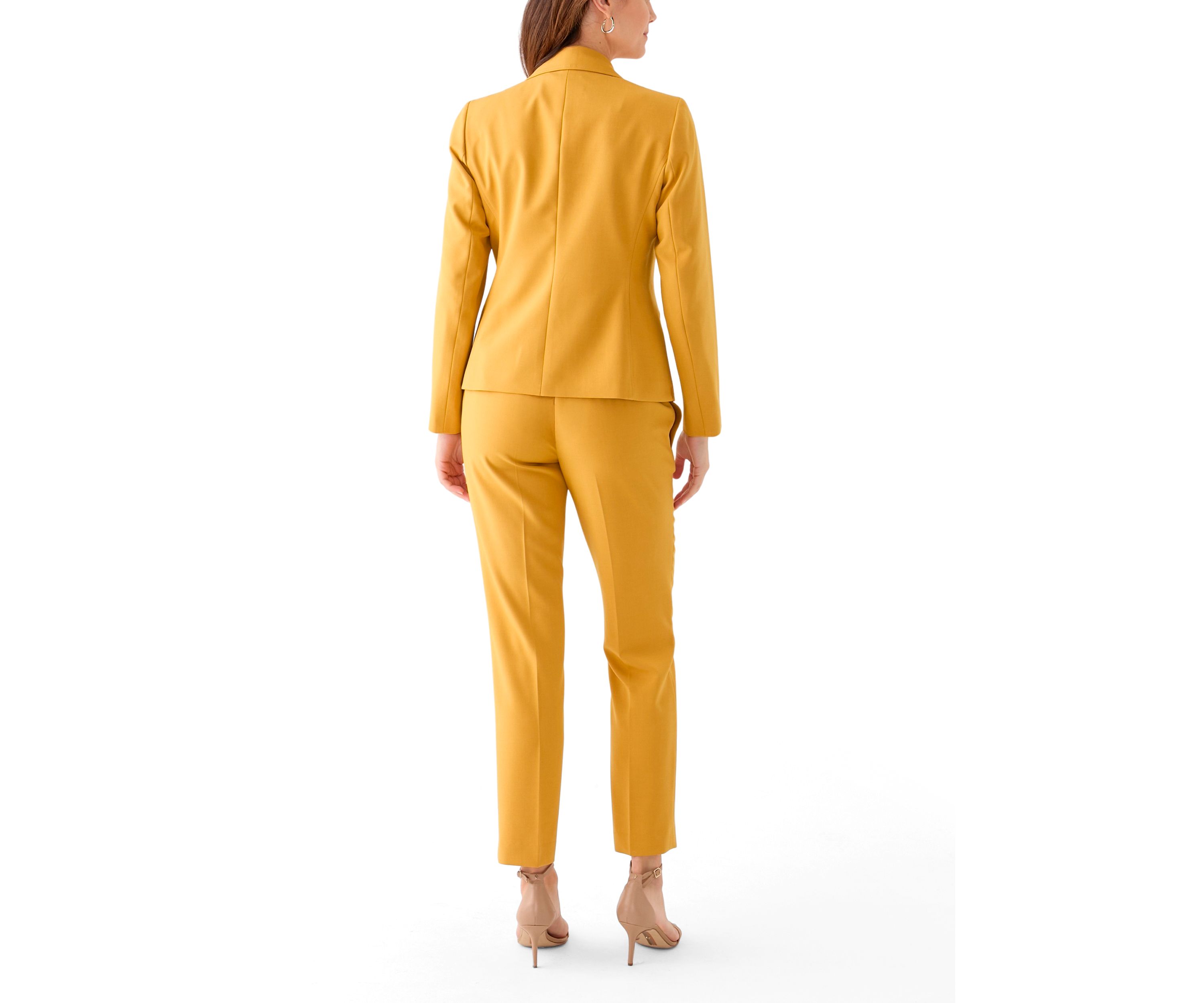 One Button Long Sleeve Jacket & Fly Front Slim Pant