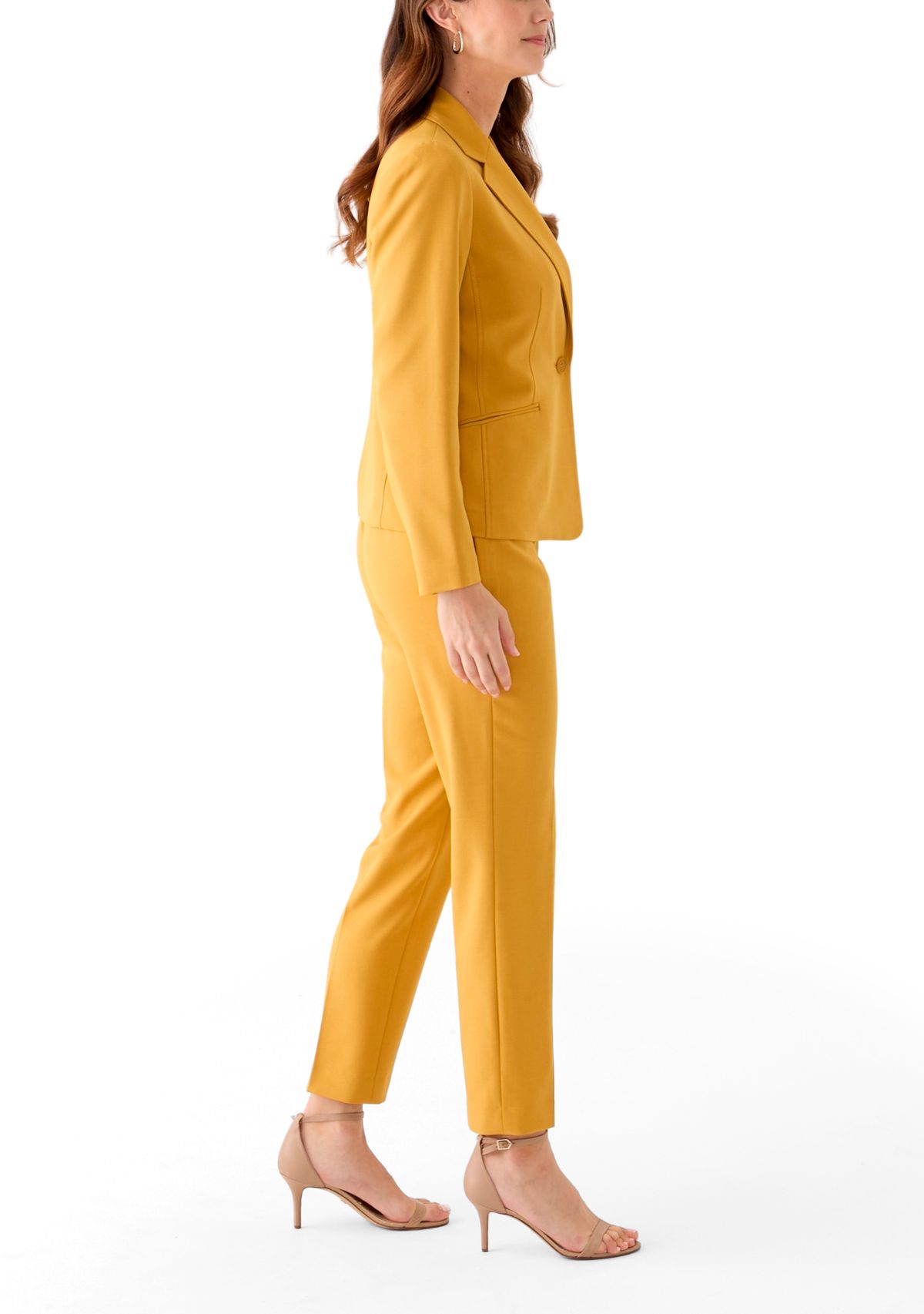 One Button Long Sleeve Jacket & Fly Front Slim Pant