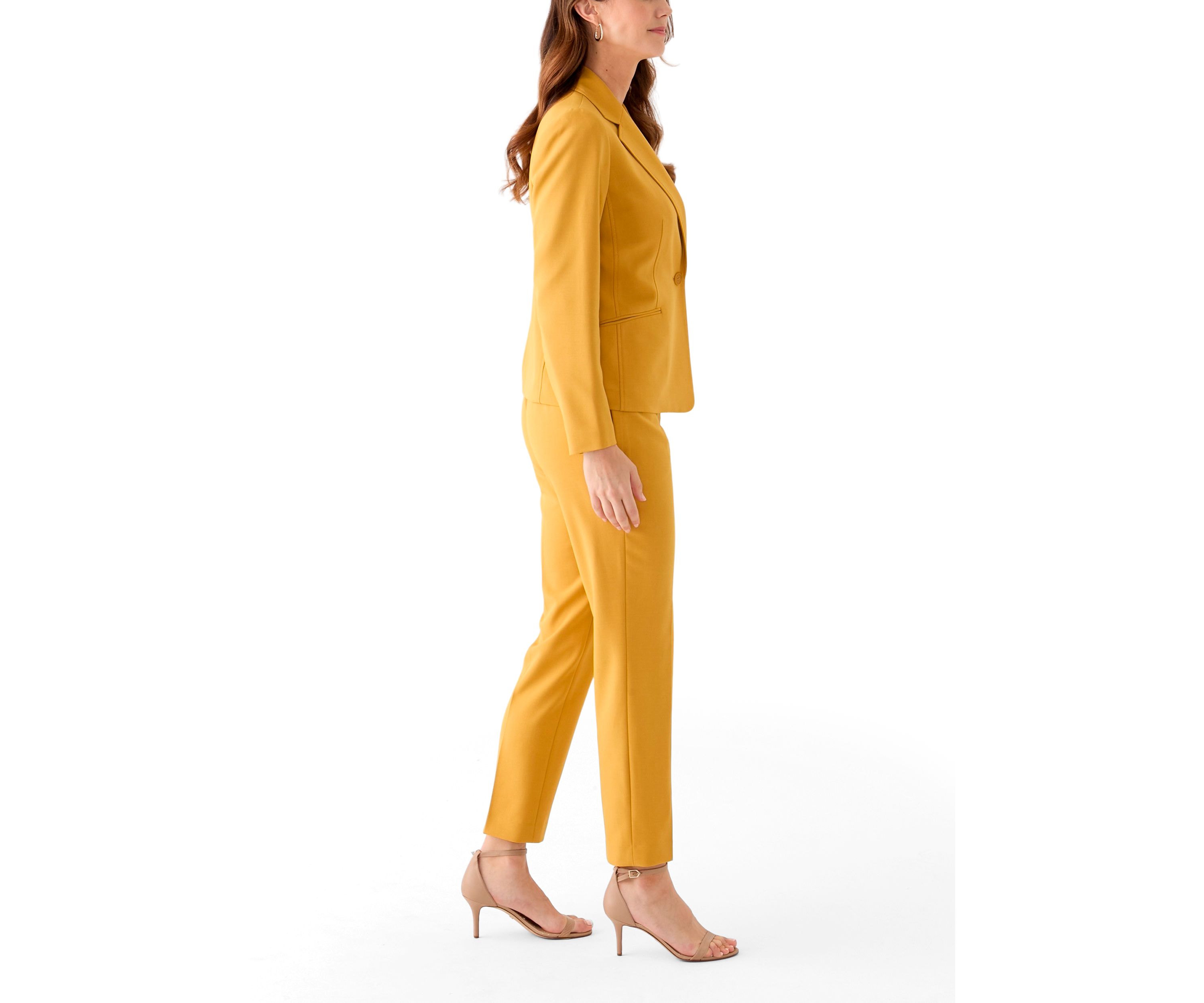 One Button Long Sleeve Jacket & Fly Front Slim Pant