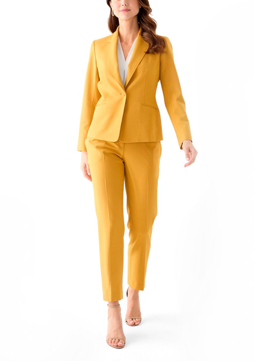 One Button Long Sleeve Jacket & Fly Front Slim Pant