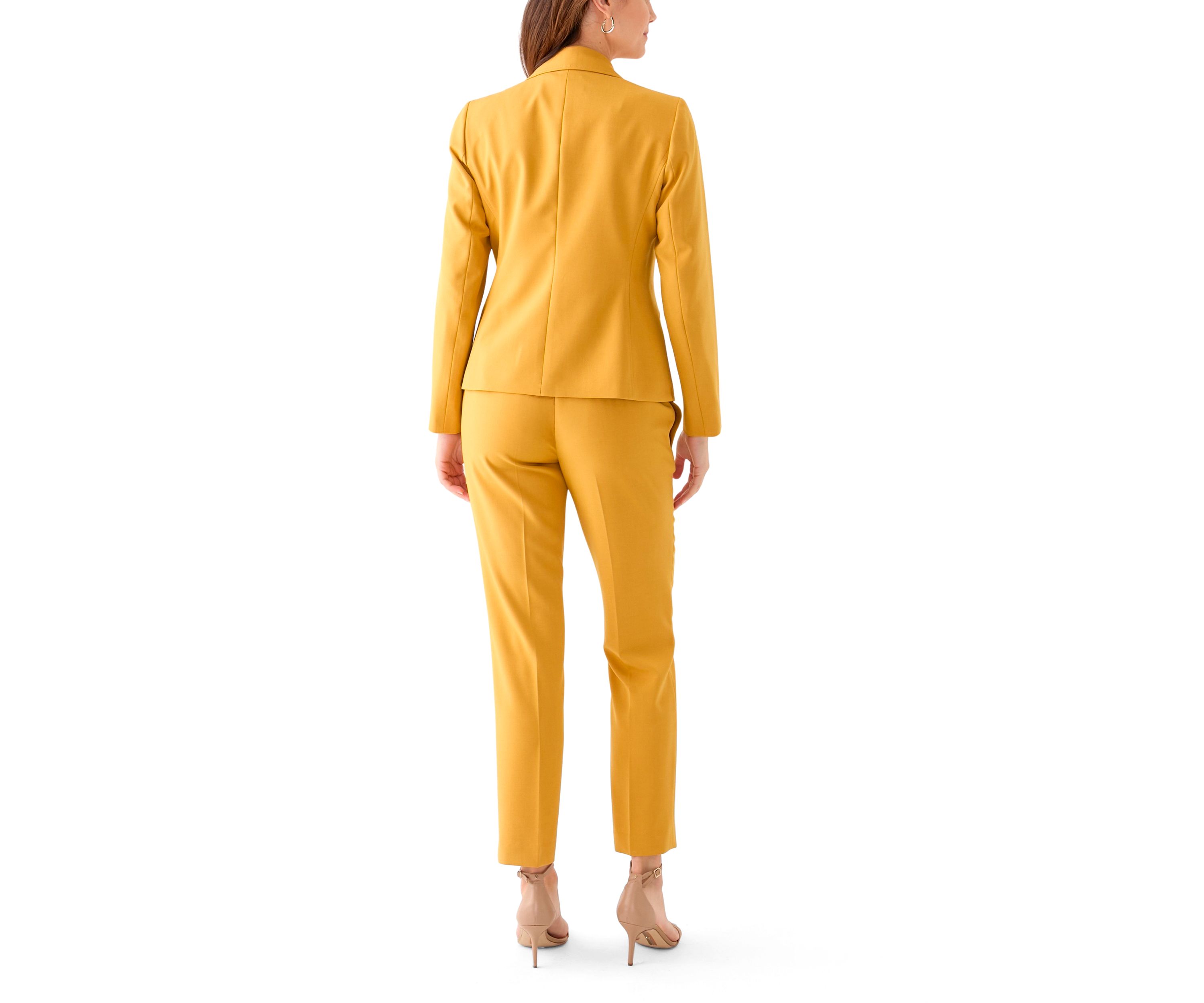 One Button Long Sleeve Jacket & Fly Front Slim Pant