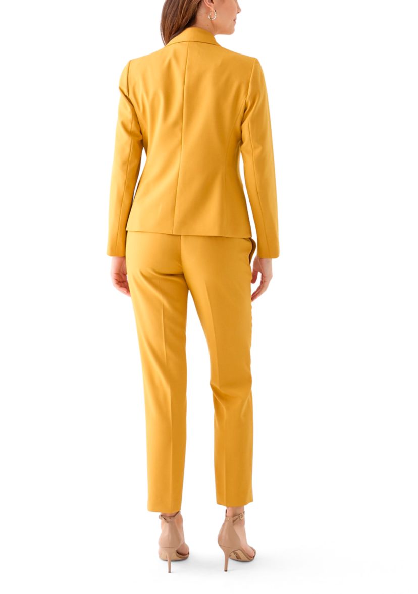 One Button Long Sleeve Jacket & Fly Front Slim Pant