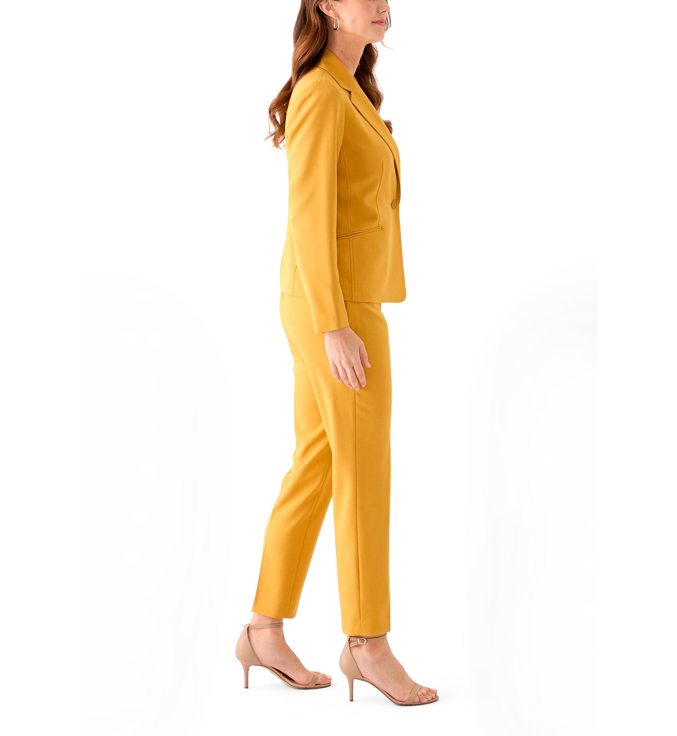 One Button Long Sleeve Jacket & Fly Front Slim Pant