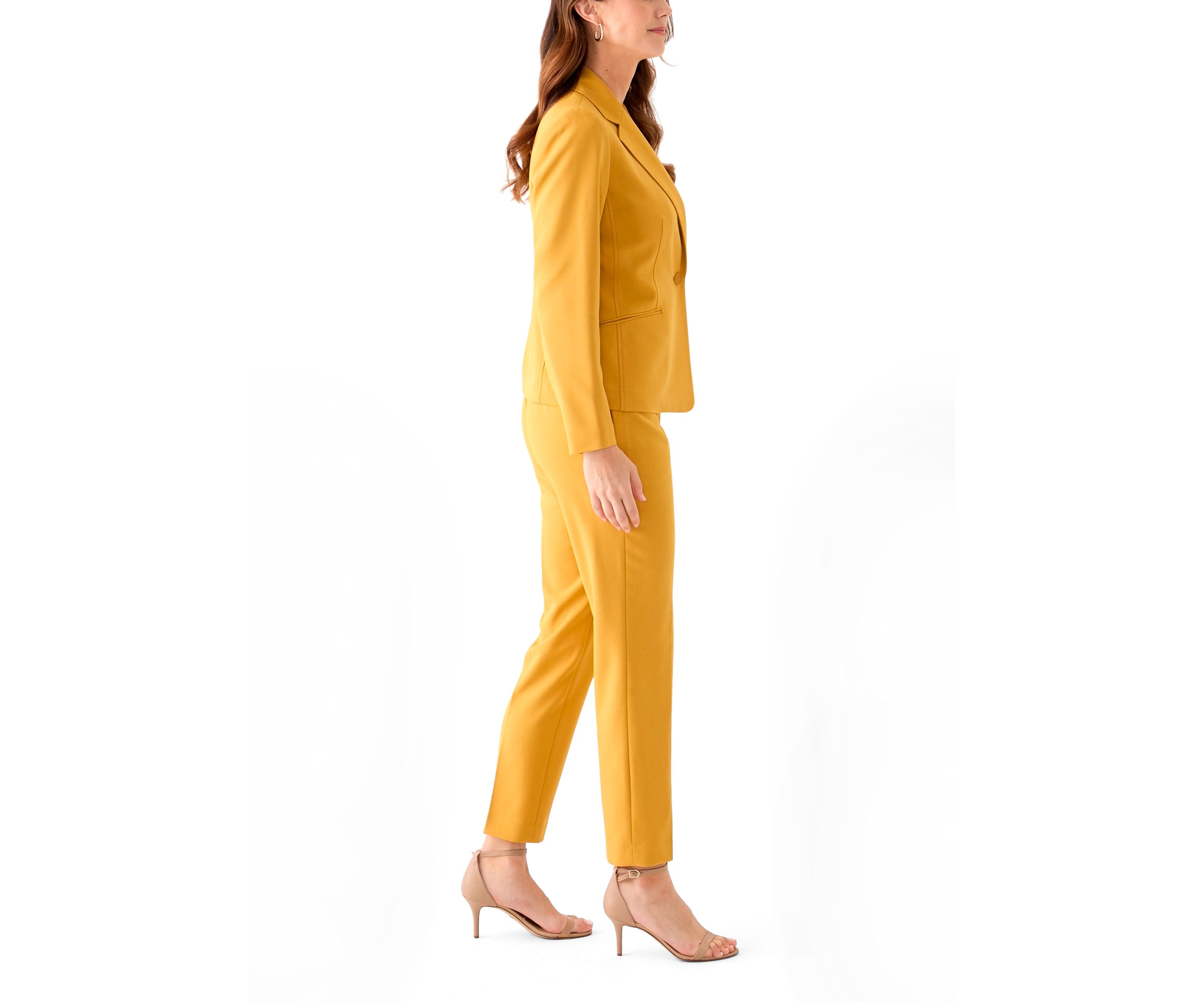 One Button Long Sleeve Jacket & Fly Front Slim Pant