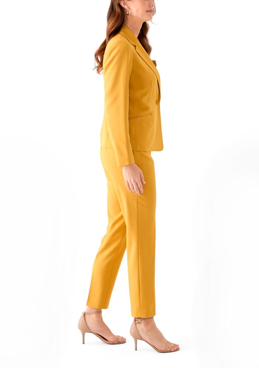 One Button Long Sleeve Jacket & Fly Front Slim Pant