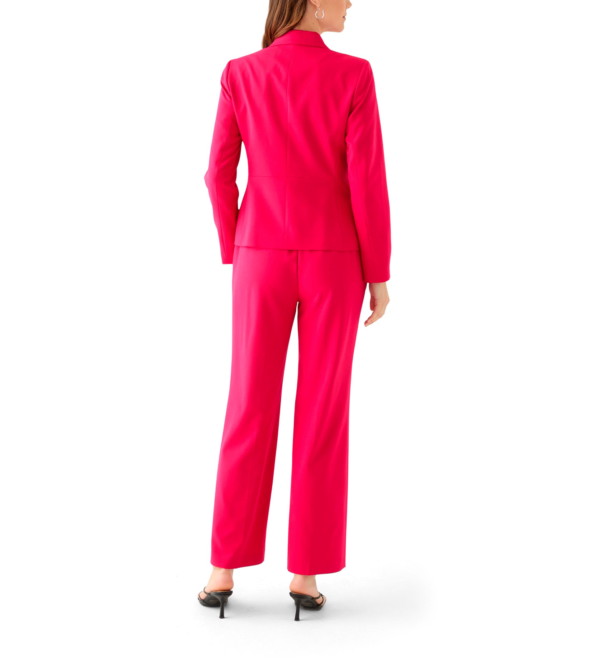 Two Button Three Quarter Sleeve Jacket & Pull On Elastic Back Trouser