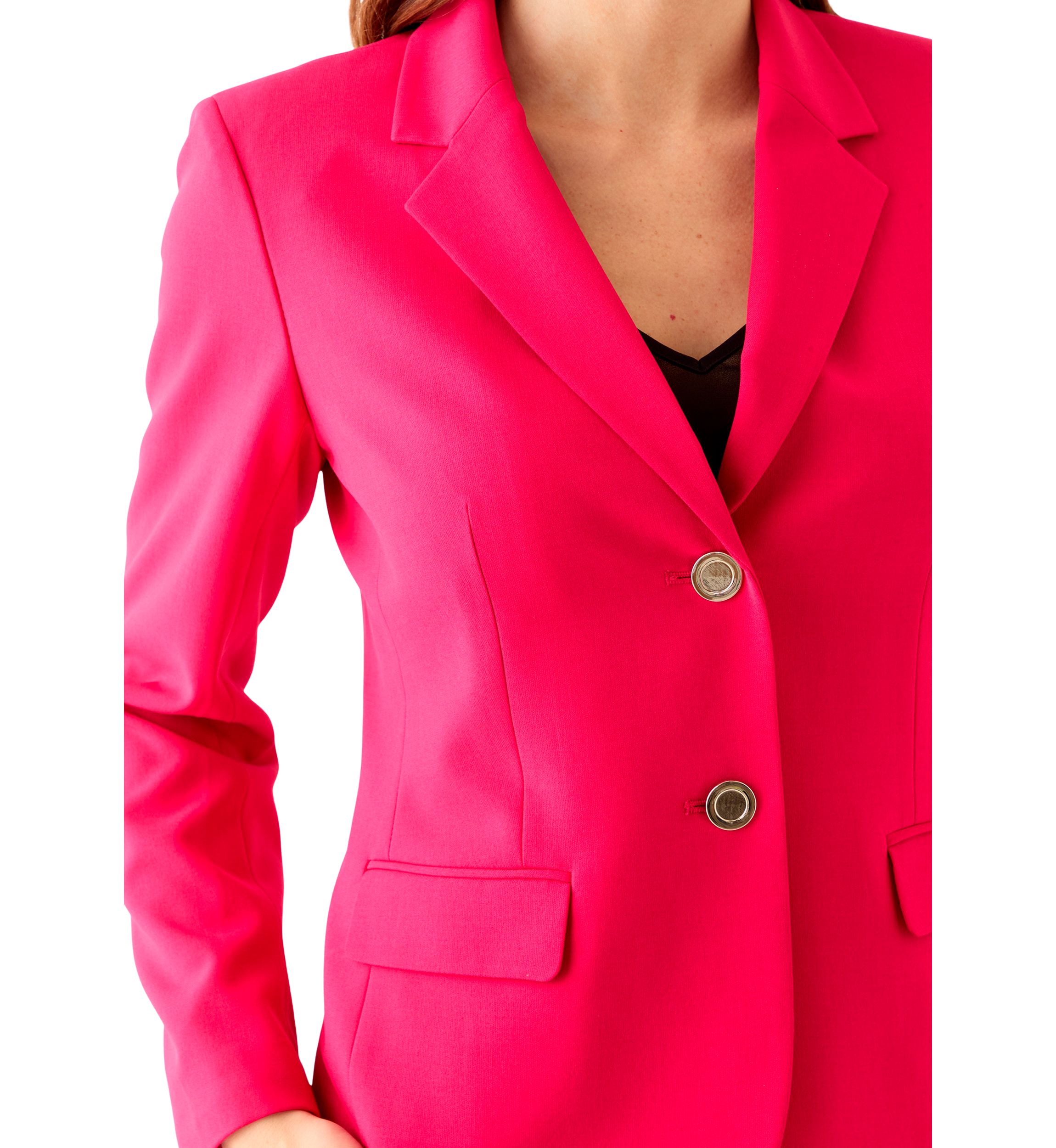 Two Button Three Quarter Sleeve Jacket & Pull On Elastic Back Trouser