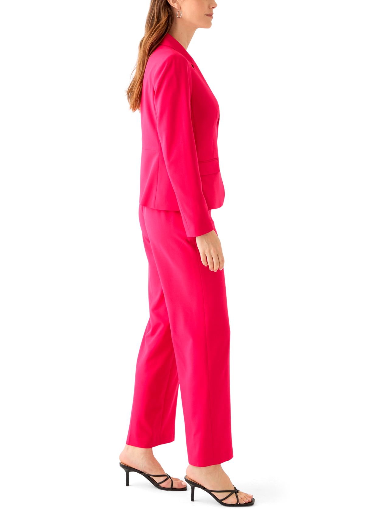 Two Button Three Quarter Sleeve Jacket & Pull On Elastic Back Trouser