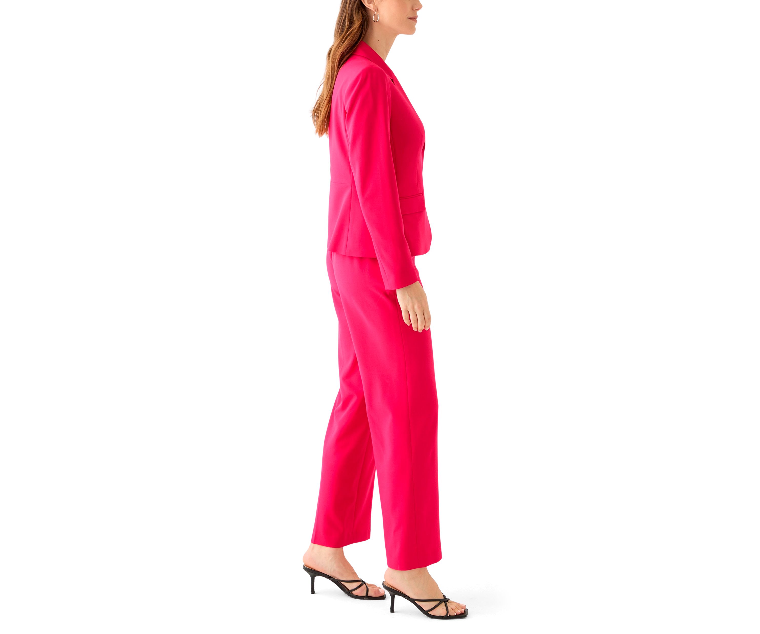 Two Button Three Quarter Sleeve Jacket & Pull On Elastic Back Trouser
