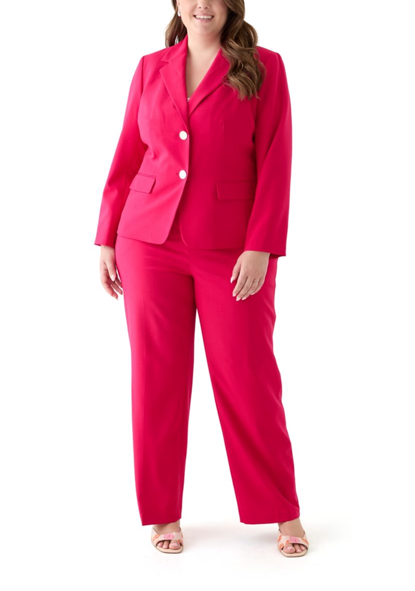 Two Button Three Quarter Sleeve Jacket & Pull On Elastic Back Trouser