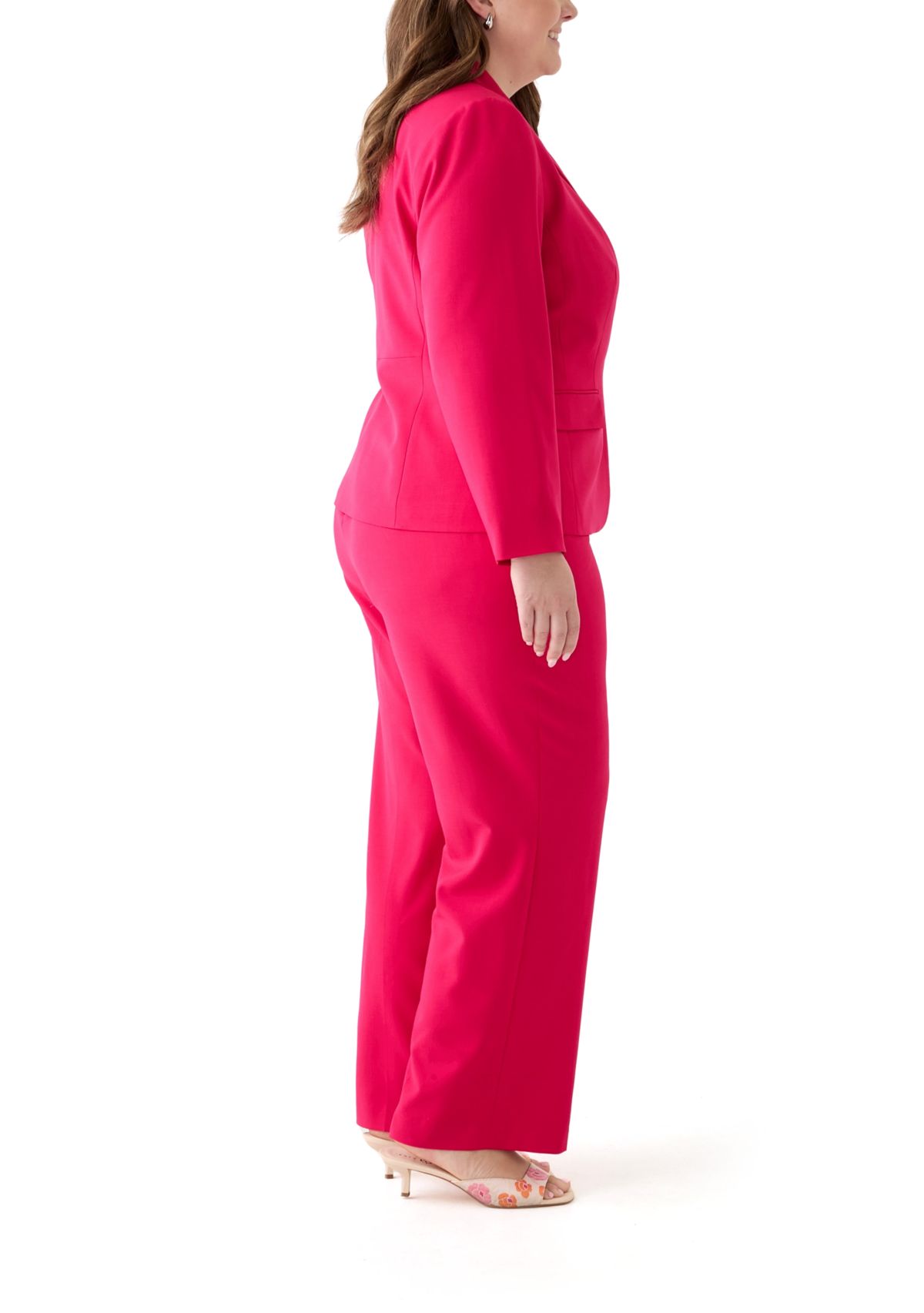 Two Button Three Quarter Sleeve Jacket & Pull On Elastic Back Trouser