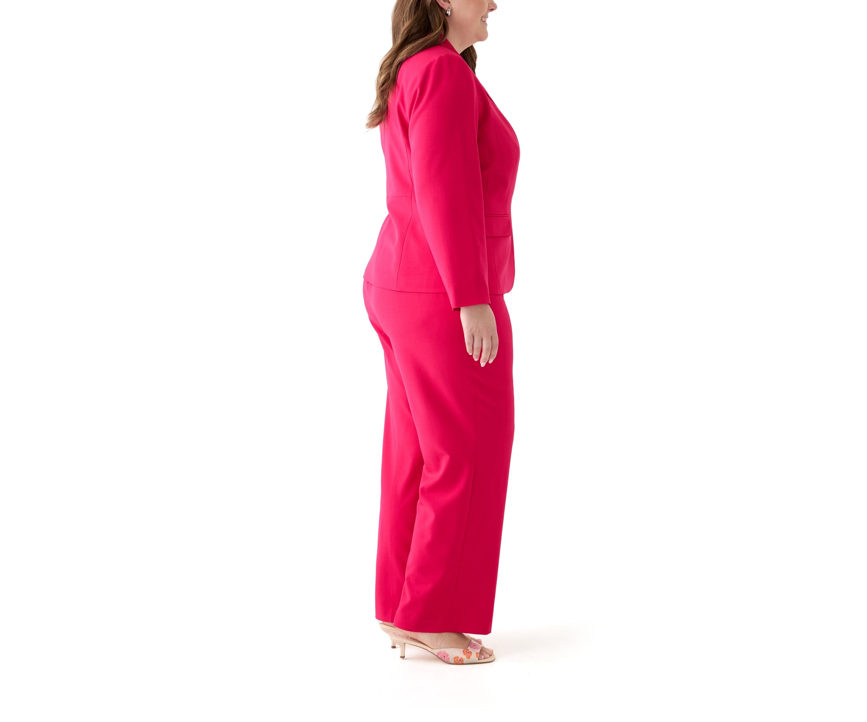 Two Button Three Quarter Sleeve Jacket & Pull On Elastic Back Trouser