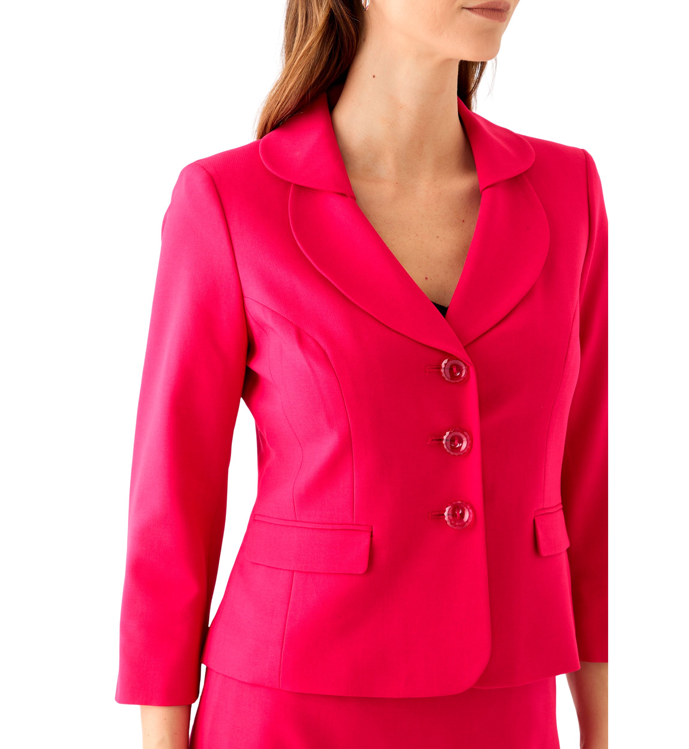 Three Button Long Sleeve Jacket & Ruffled Tiered Skirt