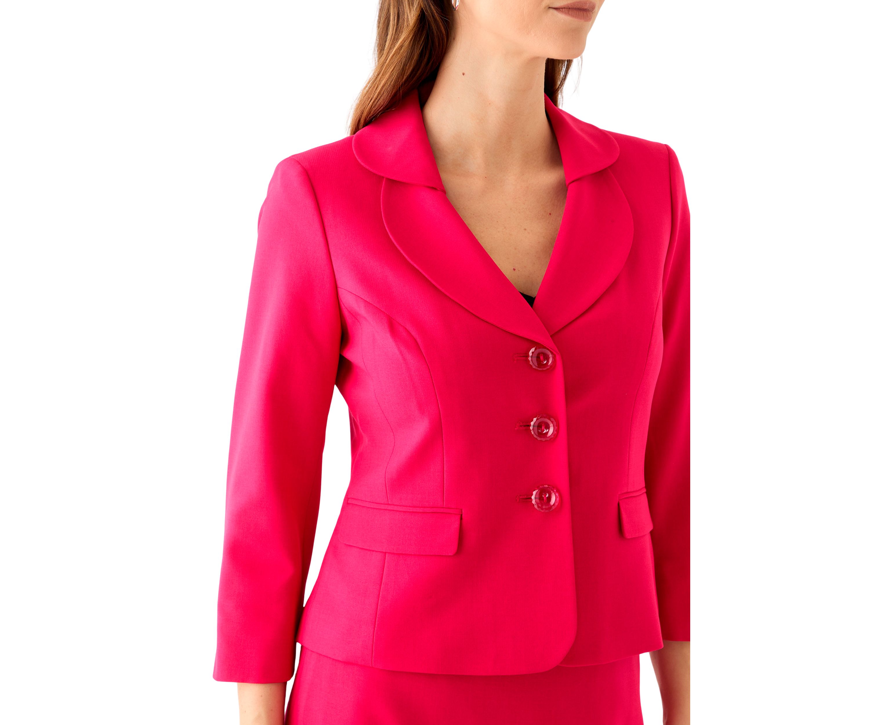 Three Button Long Sleeve Jacket & Ruffled Tiered Skirt