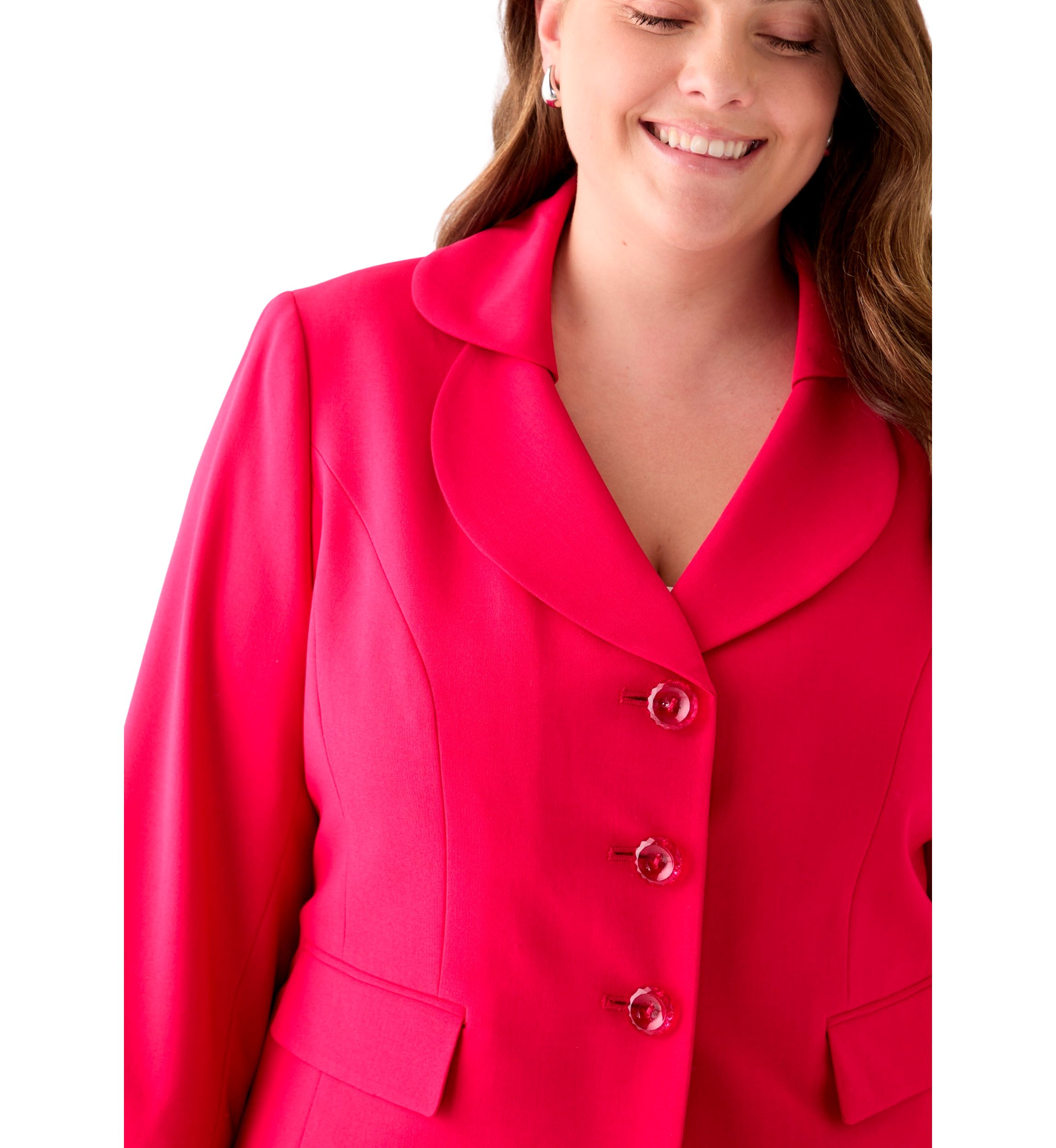 Three Button Long Sleeve Jacket & Ruffled Tiered Skirt