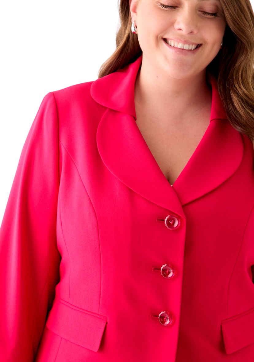 Three Button Long Sleeve Jacket & Ruffled Tiered Skirt