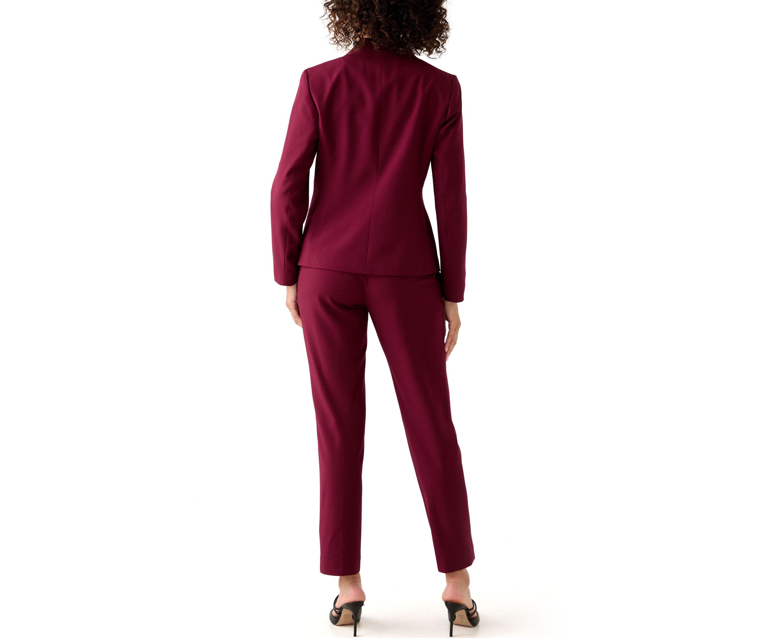 One Button Long Sleeve Jacket & Fly Front Slim Pant
