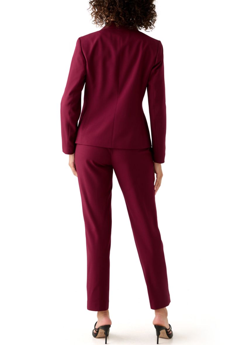 One Button Long Sleeve Jacket & Fly Front Slim Pant