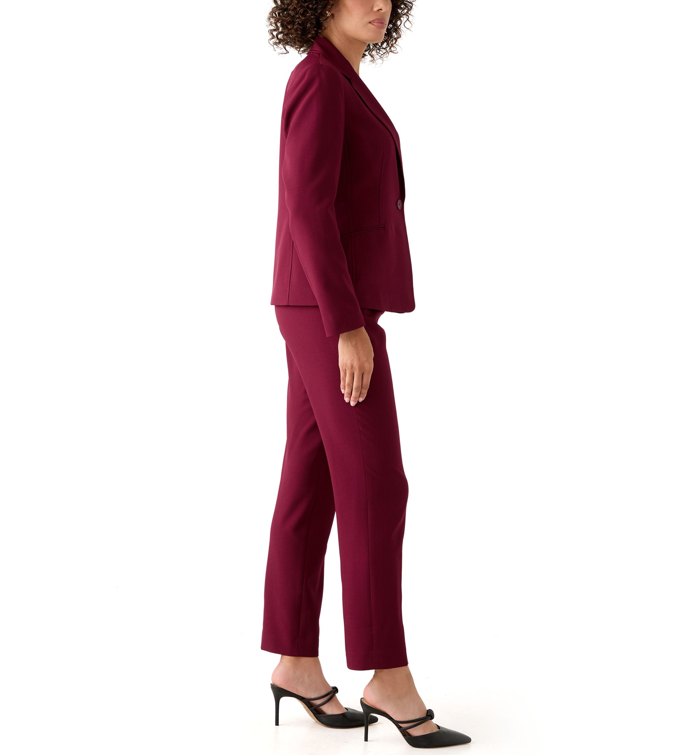 One Button Long Sleeve Jacket & Fly Front Slim Pant