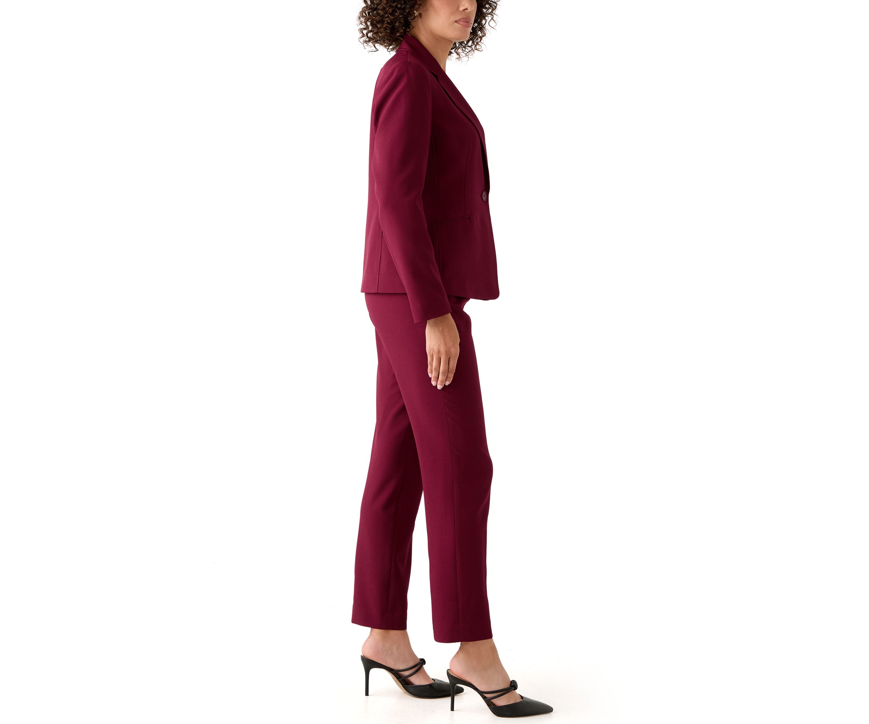 One Button Long Sleeve Jacket & Fly Front Slim Pant