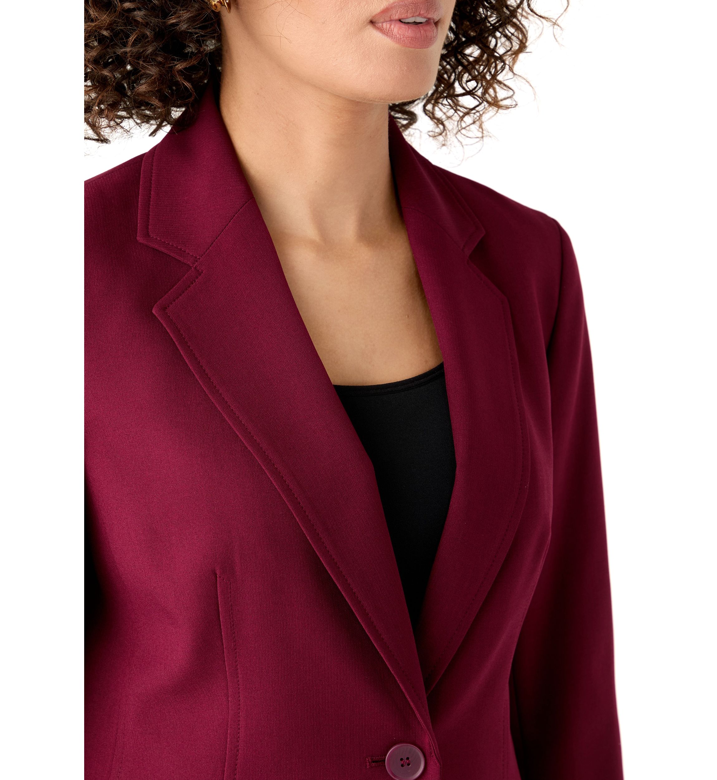 One Button Long Sleeve Jacket & Fly Front Slim Pant